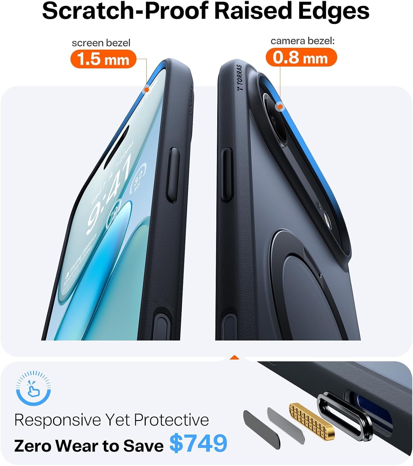image:imageTORRAS Upgraded 360 Spin Magnetic Stand for iPhone 16 Pro Case Fit for MagSafe Builtin Kickstand Camera Control MilGrade Protective Soft Edge Translucent Case for iPhone 16 Pro Black 63Black