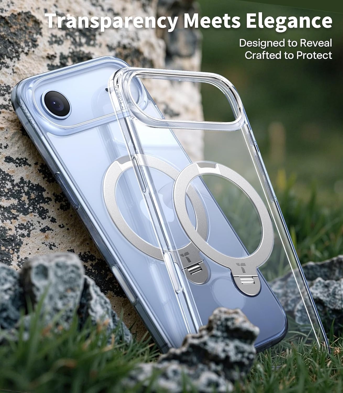 image:imageTORRAS Upgraded 360 Spin Magnetic Stand for iPhone 16 Pro Case Fit for MagSafe Builtin Kickstand Camera Control MilGrade Protective Soft Edge Translucent Case for iPhone 16 Pro Black 63Clear