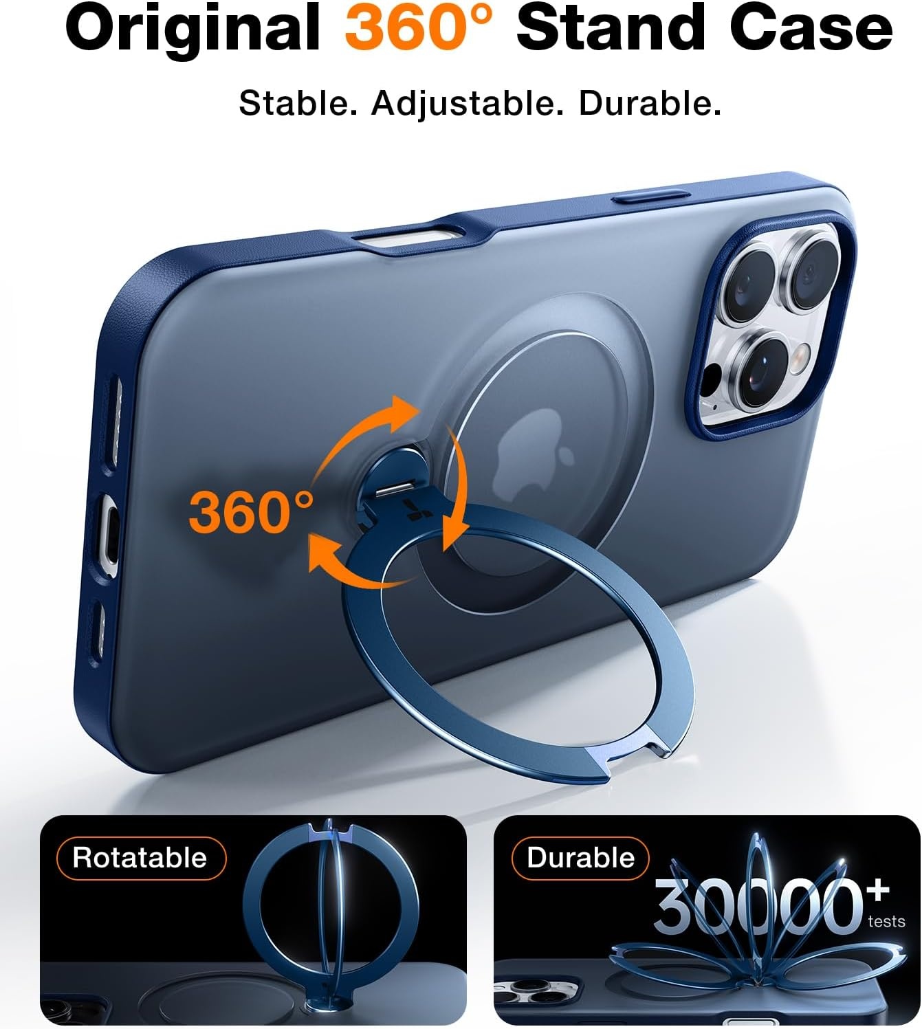 image:imageTORRAS Upgraded 360 Spin Magnetic Stand for iPhone 16 Pro Case Fit for MagSafe Builtin Kickstand amp Ring Holder MilGrade Protective Soft Edge Translucent Slim Case for iPhone 16 Pro Blue 63