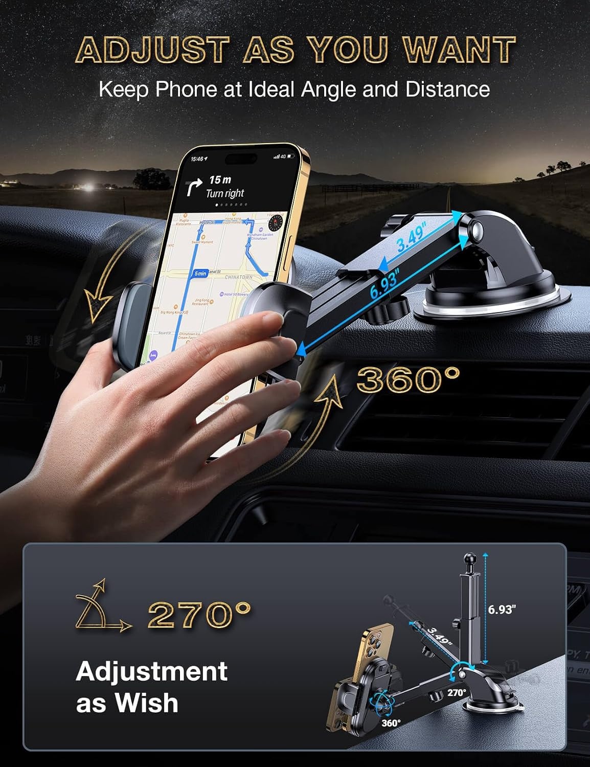 image:imageTORRAS Upgraded Cell Phone Holder for Car Thick Case amp Heavy Phone Friendly 3 in 1 Car Phone Holder Mount Dashboard Air Vent Windshield Fit for iPhone 15 14 13 12 11 Pro Max Samsung Galaxy Ultra