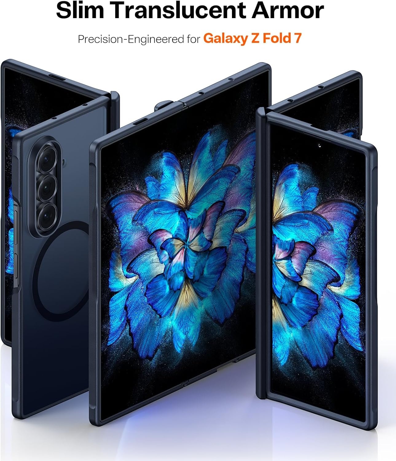 image:imageTORRAS Upgraded Magnetic Shockproof for Samsung Galaxy Z Fold 7 Case with Screen Protector Fit for MagSafe 4X Military Grade Hinge Protection Translucent Slim Case for Samsung Z Fold 7 BlackBlack