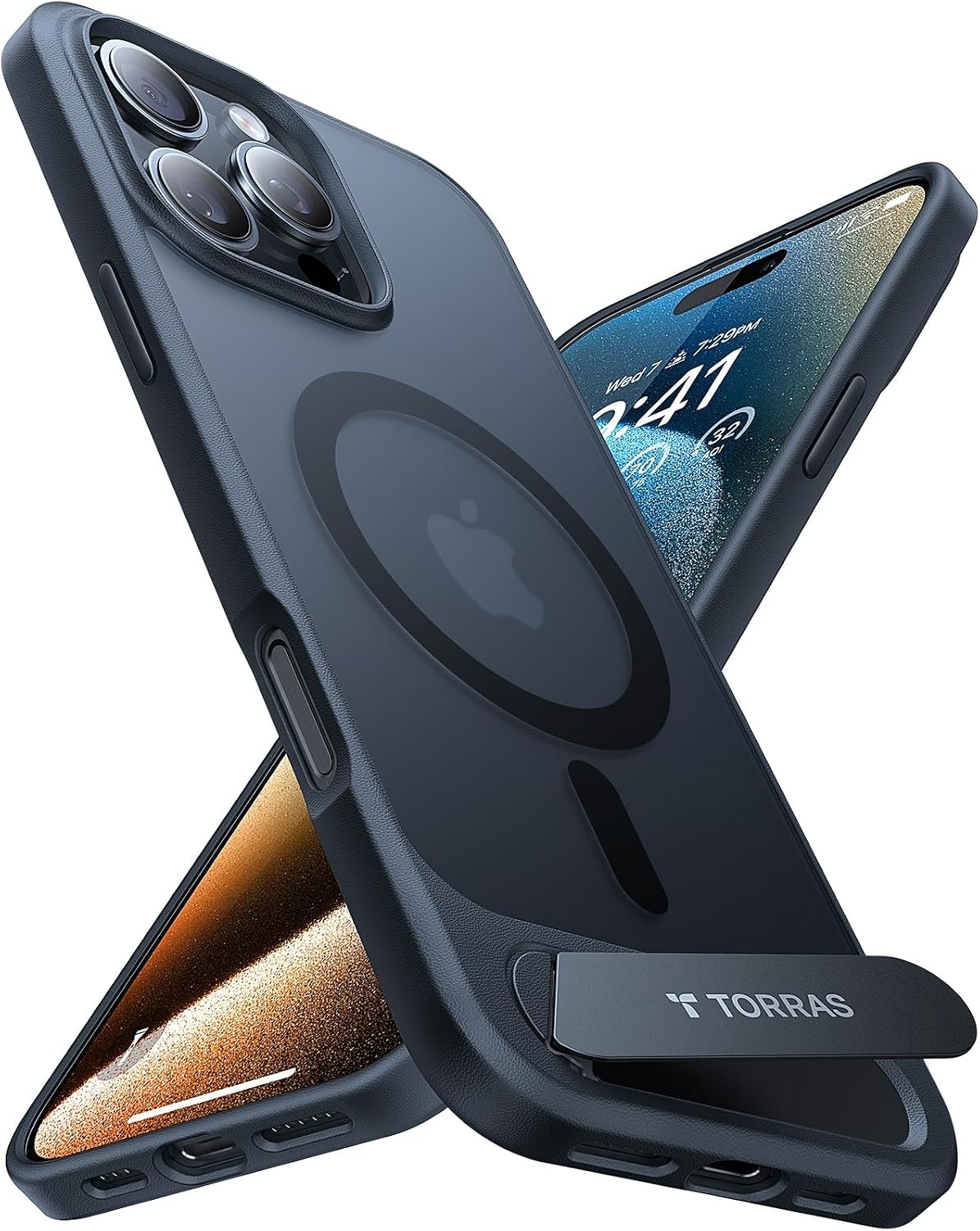 image:imageTORRAS Upgraded Magnetic amp Stand for iPhone 14 Pro Case Military Grade Drop Tested Compatible with MagSafe Slim Thin Light Frosted Case for iPhone 14 Pro Phone Case Professional 61 BlackBlack