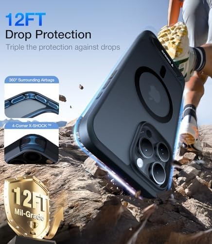 image:imageTORRAS Upgraded Magnetic amp Stand for iPhone 14 Pro Case Military Grade Drop Tested Compatible with MagSafe Slim Thin Light Frosted Case for iPhone 14 Pro Phone Case Professional 61 BlackBlack