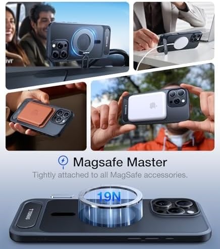 image:imageTORRAS Upgraded Magnetic amp Stand for iPhone 14 Pro Case Military Grade Drop Tested Compatible with MagSafe Slim Thin Light Frosted Case for iPhone 14 Pro Phone Case Professional 61 BlackBlack