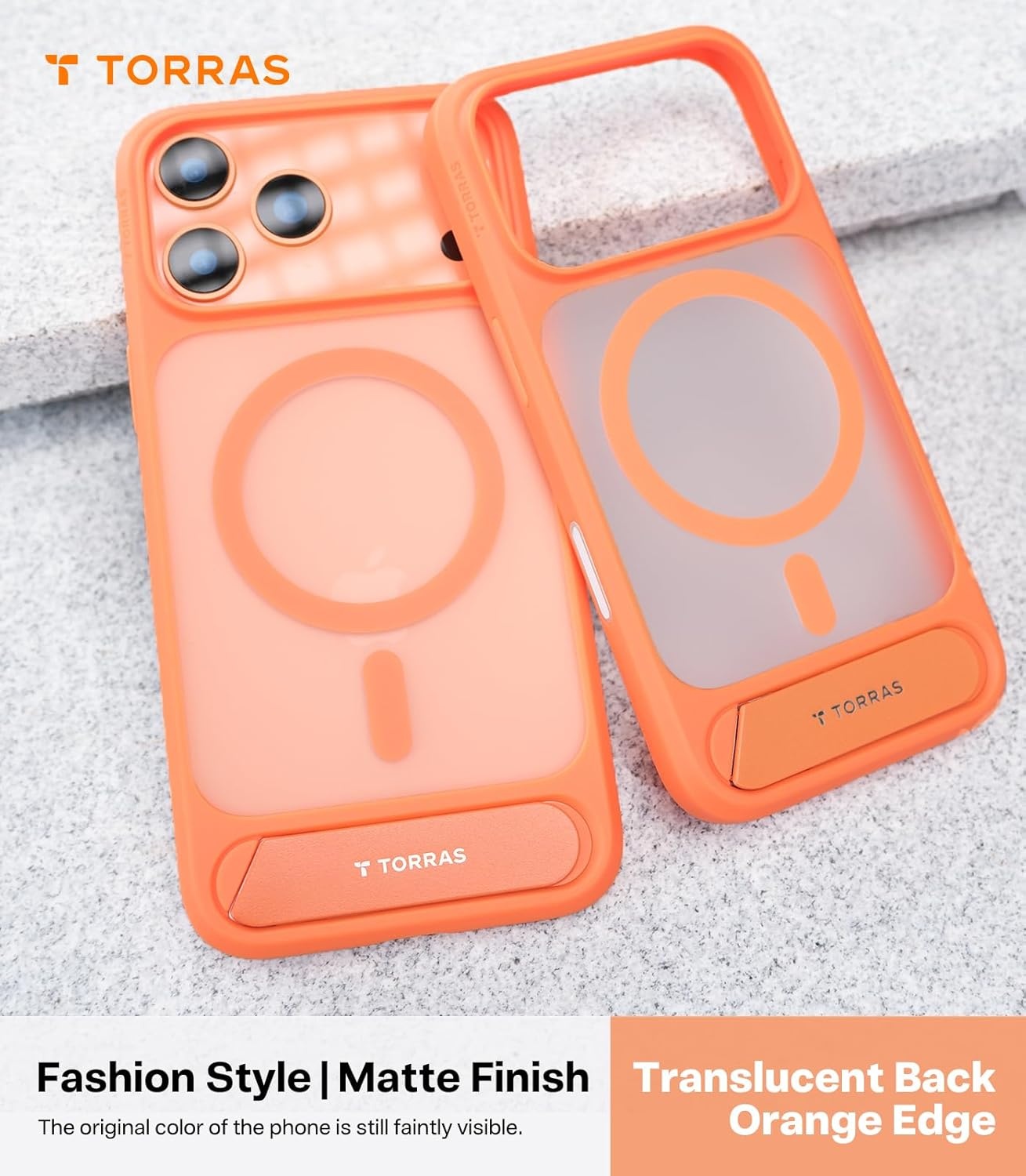 image:imageTORRAS Upgraded Magnetic amp Stand for iPhone 14 Pro Case Military Grade Drop Tested Compatible with MagSafe Slim Thin Light Frosted Case for iPhone 14 Pro Phone Case Professional 61 BlackBright Orange17 Pro