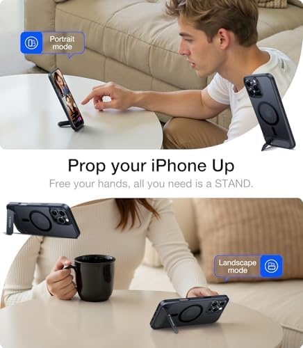 image:imageTORRAS Upgraded Magnetic amp Stand for iPhone 14 Pro Case Military Grade Drop Tested Compatible with MagSafe Slim Thin Light Frosted Case for iPhone 14 Pro Phone Case Professional 61 BlackBlack