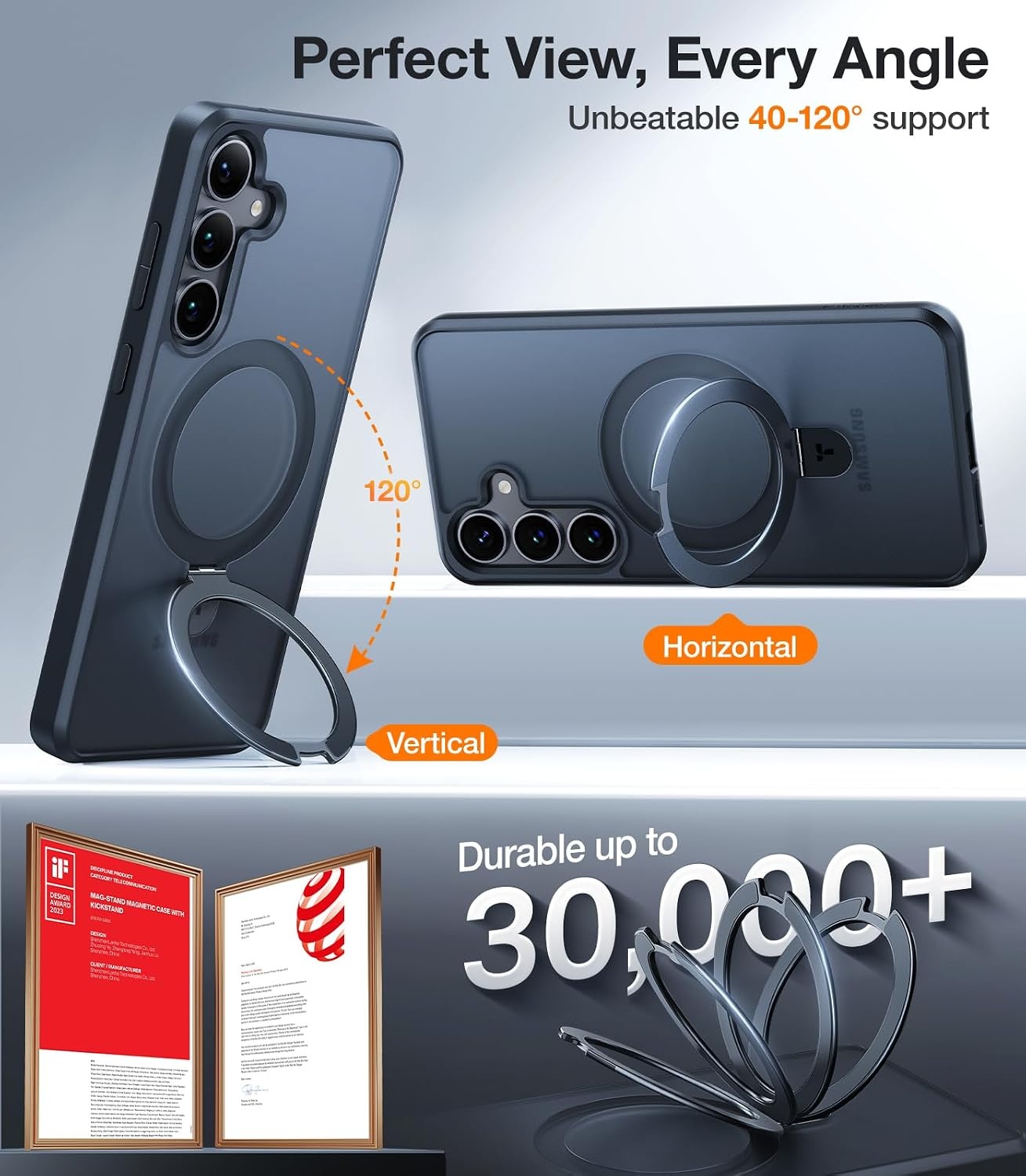 image:imageTORRAS for S25 Ultra Case 4X Military Grade Drop Tested Build in Stand Fit for Magsafe Shockproof Slim Protective for Samsung Galaxy S25 Ultra Case ClearBlack