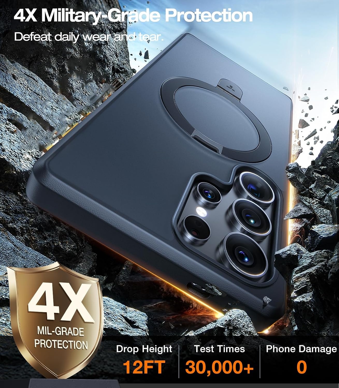 image:imageTORRAS for S25 Ultra Case 4X Military Grade Drop Tested Build in Stand Fit for Magsafe Shockproof Slim Protective for Samsung Galaxy S25 Ultra Case ClearBlack