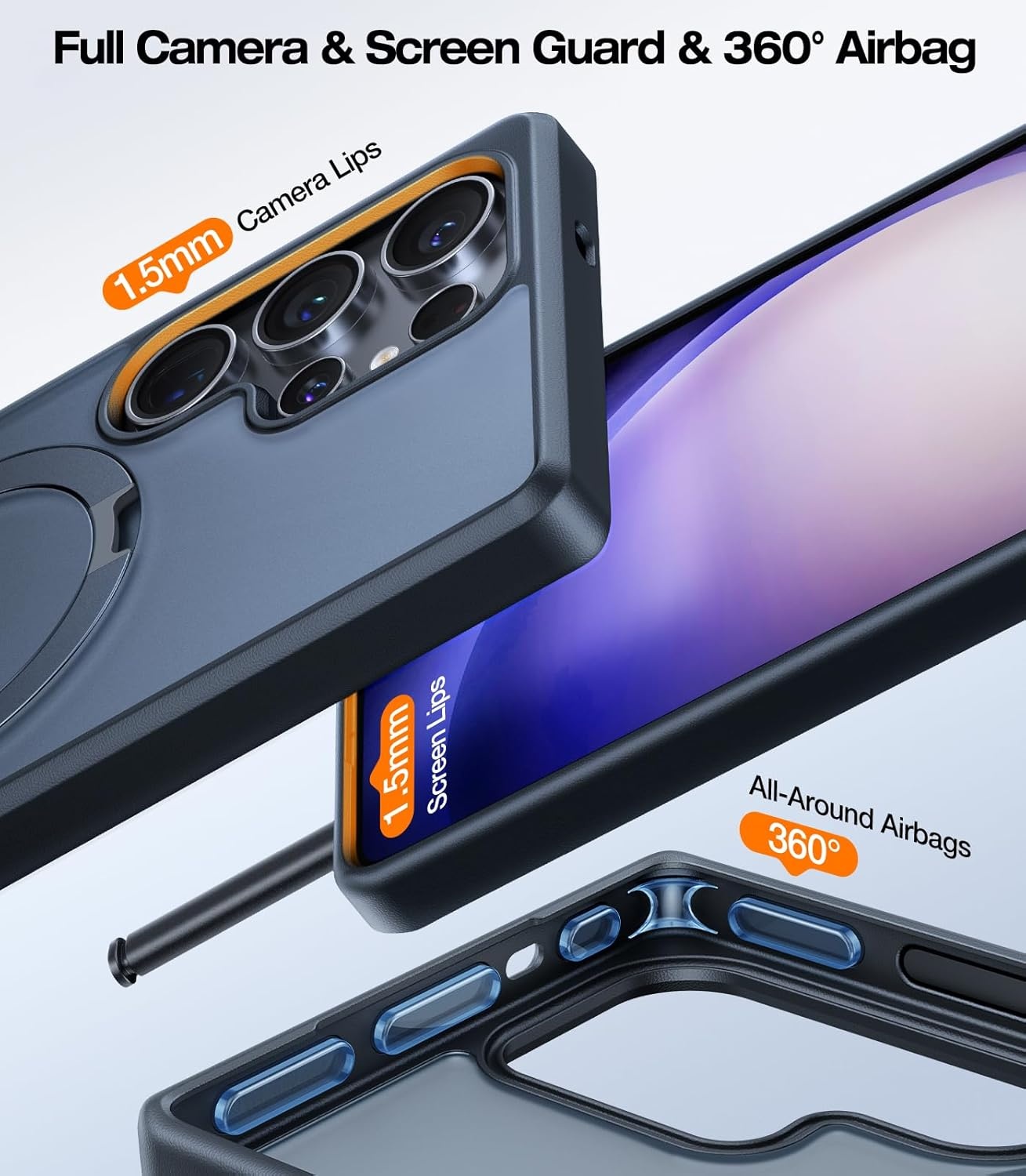 image:imageTORRAS for S25 Ultra Case 4X Military Grade Drop Tested Build in Stand Fit for Magsafe Shockproof Slim Protective for Samsung Galaxy S25 Ultra Case ClearBlack