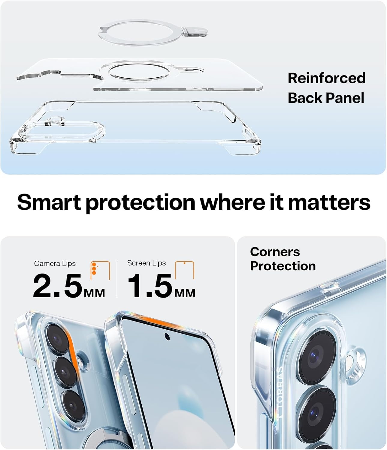 image:imageTORRAS for S25 Ultra Case 4X Military Grade Drop Tested Build in Stand Fit for Magsafe Shockproof Slim Protective for Samsung Galaxy S25 Ultra Case ClearClear