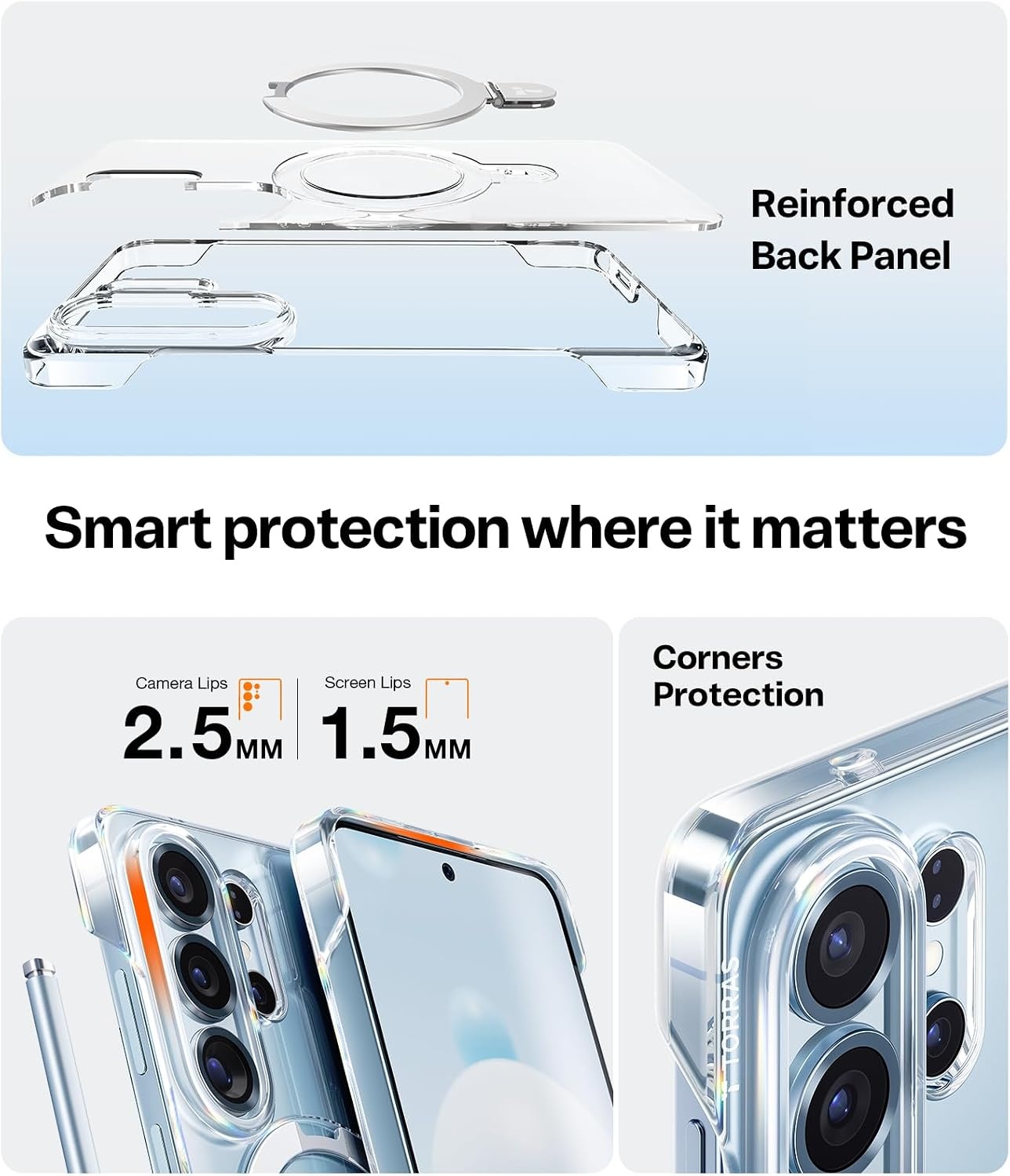 image:imageTORRAS for S25 Ultra Case 4X Military Grade Drop Tested Build in Stand Fit for Magsafe Shockproof Slim Protective for Samsung Galaxy S25 Ultra Case ClearClear
