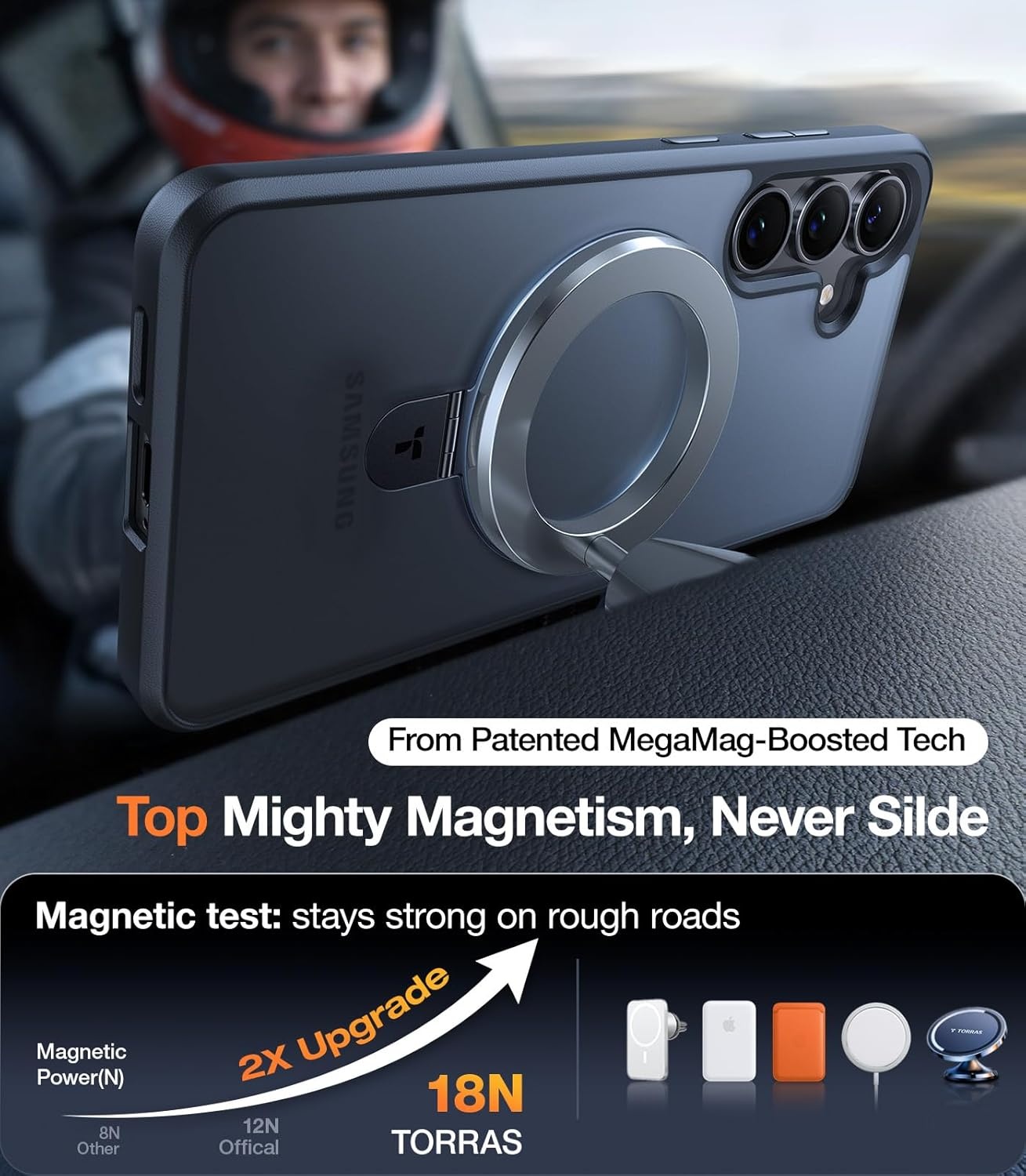 image:imageTORRAS for S25 Ultra Case 4X Military Grade Drop Tested Build in Stand Fit for Magsafe Shockproof Slim Protective for Samsung Galaxy S25 Ultra Case ClearBlack