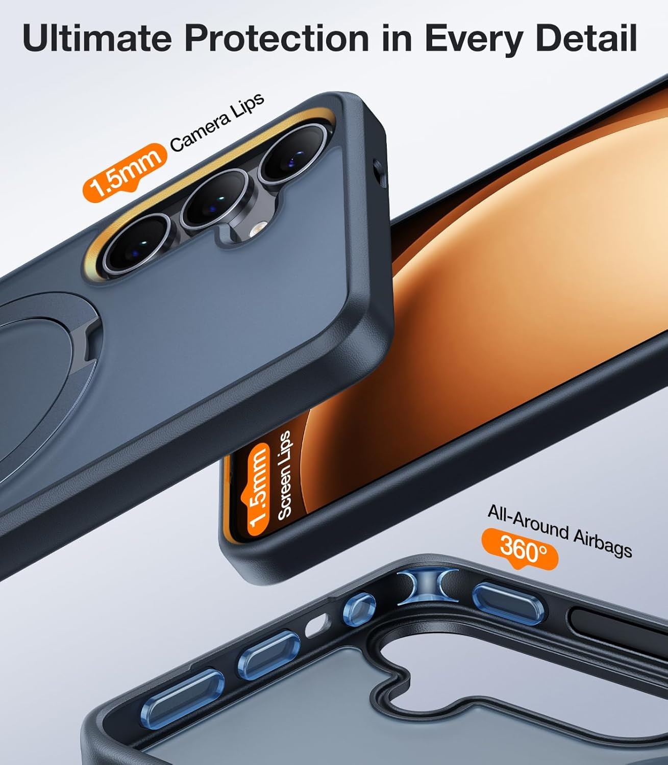 image:imageTORRAS for S25 Ultra Case 4X Military Grade Drop Tested Build in Stand Fit for Magsafe Shockproof Slim Protective for Samsung Galaxy S25 Ultra Case ClearBlack