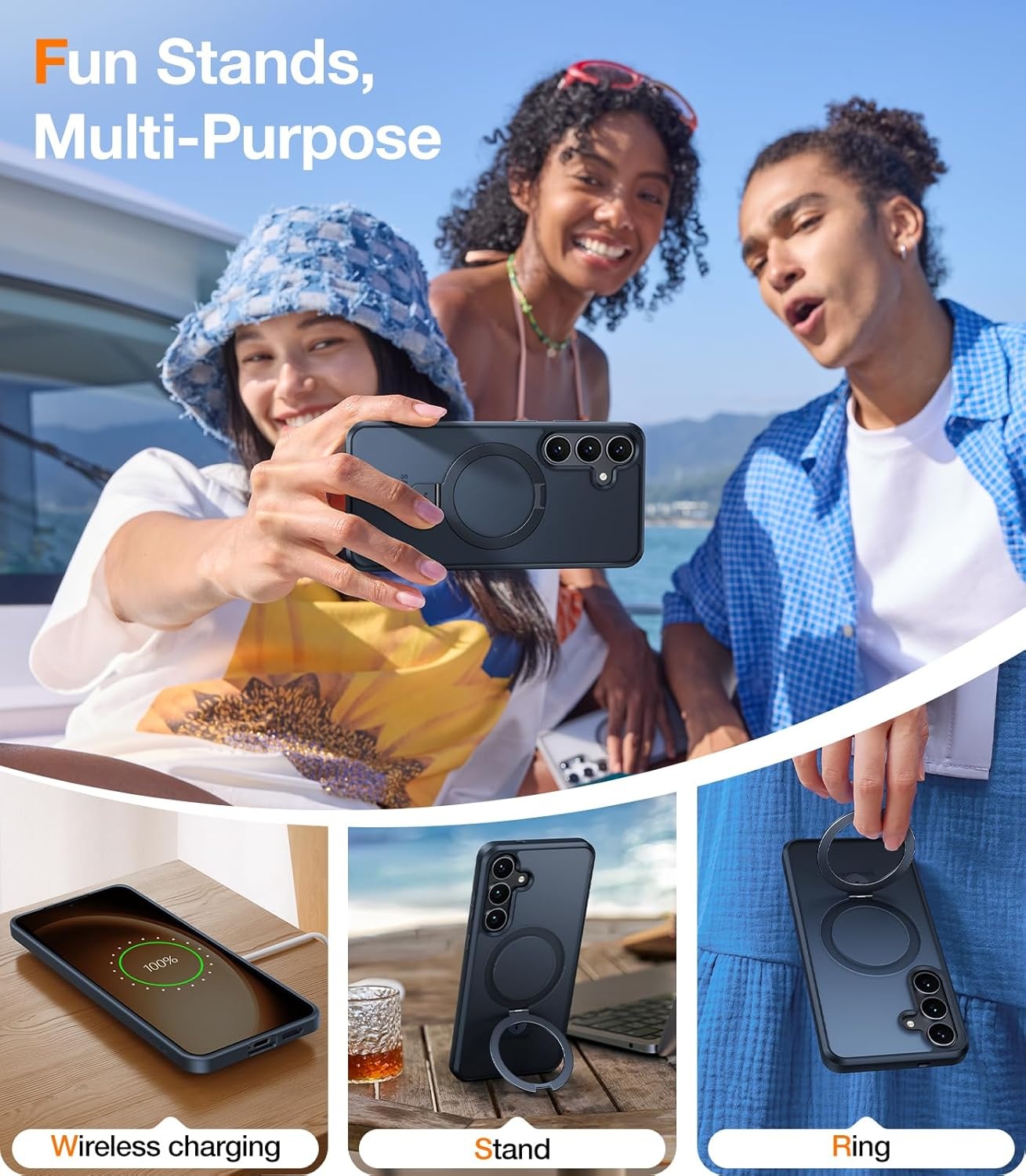 image:imageTORRAS for S25 Ultra Case 4X Military Grade Drop Tested Build in Stand Fit for Magsafe Shockproof Slim Protective for Samsung Galaxy S25 Ultra Case ClearBlack