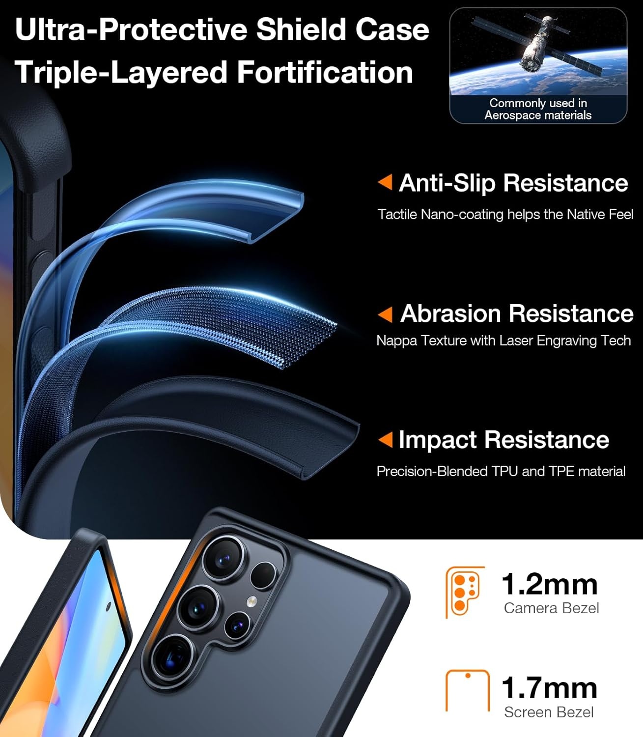 image:imageTORRAS for Samsung Galaxy S26 Ultra Case Clear 2026 Upgraded NonYellowing 12FT MilitaryGrade Protection Transparent Slim Case for Samsung S26 Ultra Case Thin Diamond Clear Hard 69Black