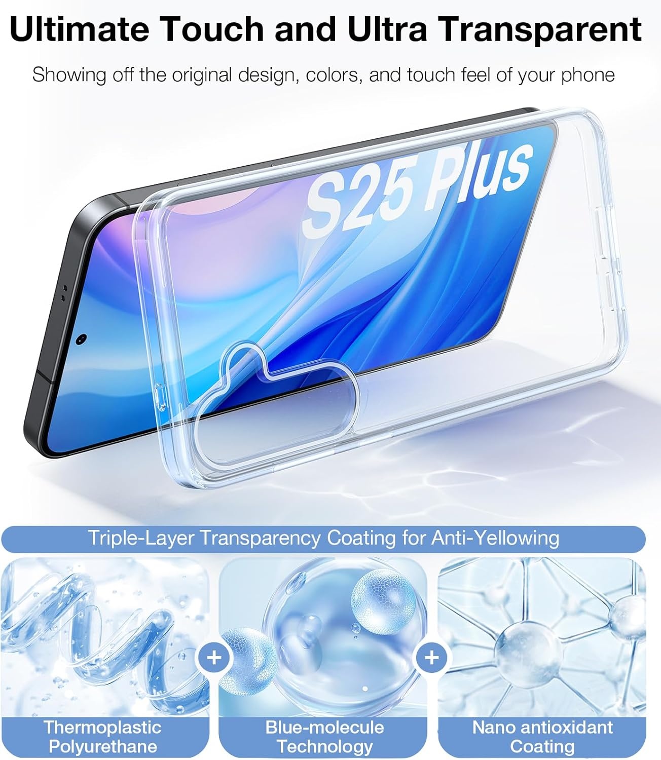 image:imageTORRAS for Samsung Galaxy S26 Ultra Case Clear 2026 Upgraded NonYellowing 12FT MilitaryGrade Protection Transparent Slim Case for Samsung S26 Ultra Case Thin Diamond Clear Hard 69Clear