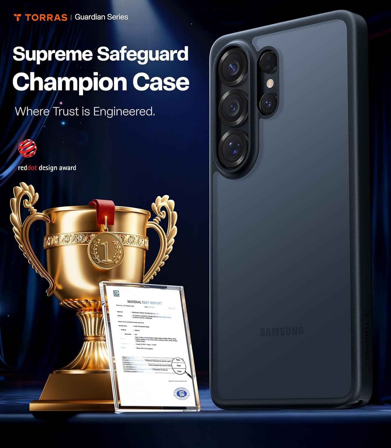 image:imageTORRAS for Samsung Galaxy S26 Ultra Case Clear 2026 Upgraded NonYellowing 12FT MilitaryGrade Protection Transparent Slim Case for Samsung S26 Ultra Case Thin Diamond Clear Hard 69Black