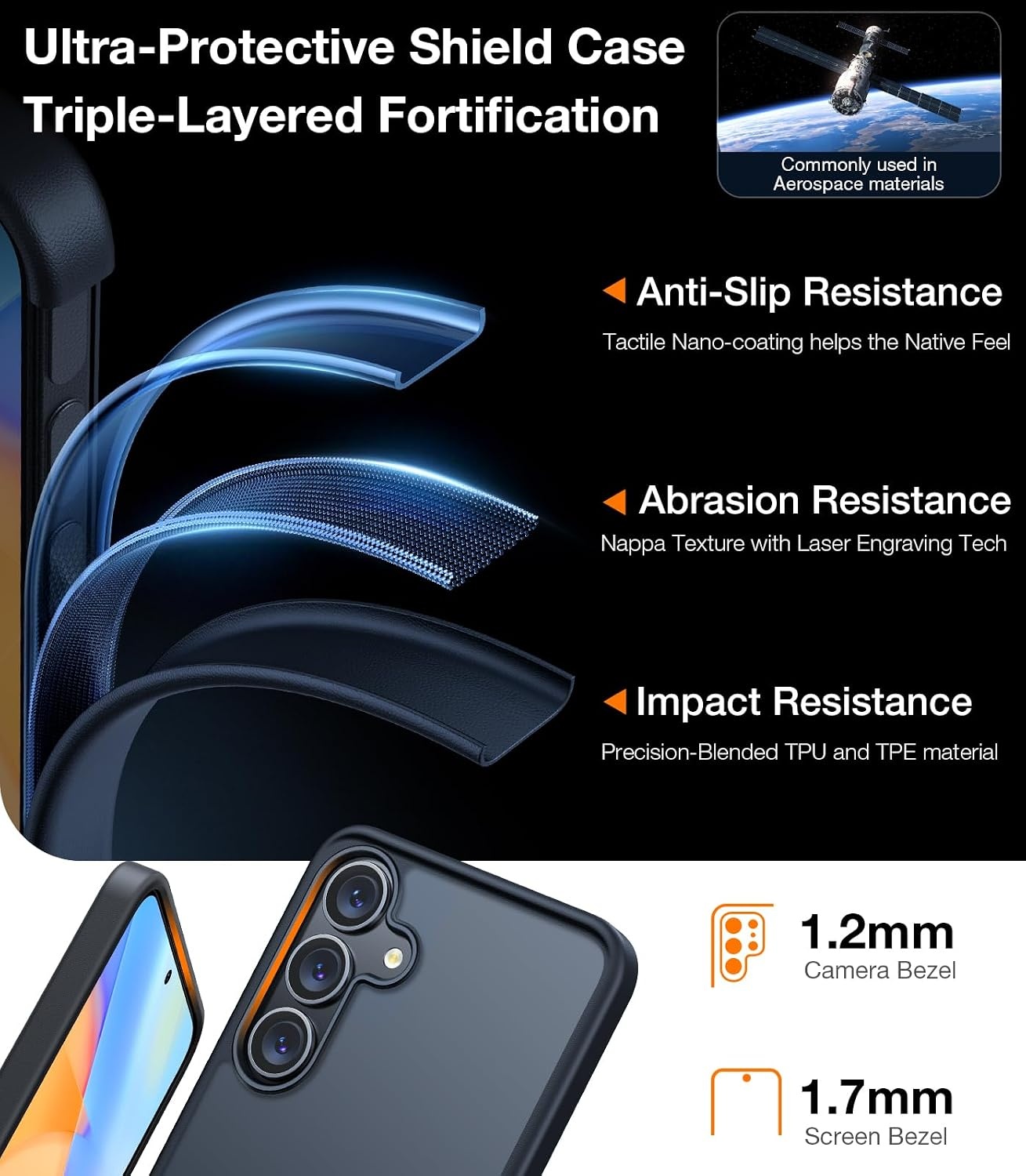 image:imageTORRAS for Samsung Galaxy S26 Ultra Case Clear 2026 Upgraded NonYellowing 12FT MilitaryGrade Protection Transparent Slim Case for Samsung S26 Ultra Case Thin Diamond Clear Hard 69Black