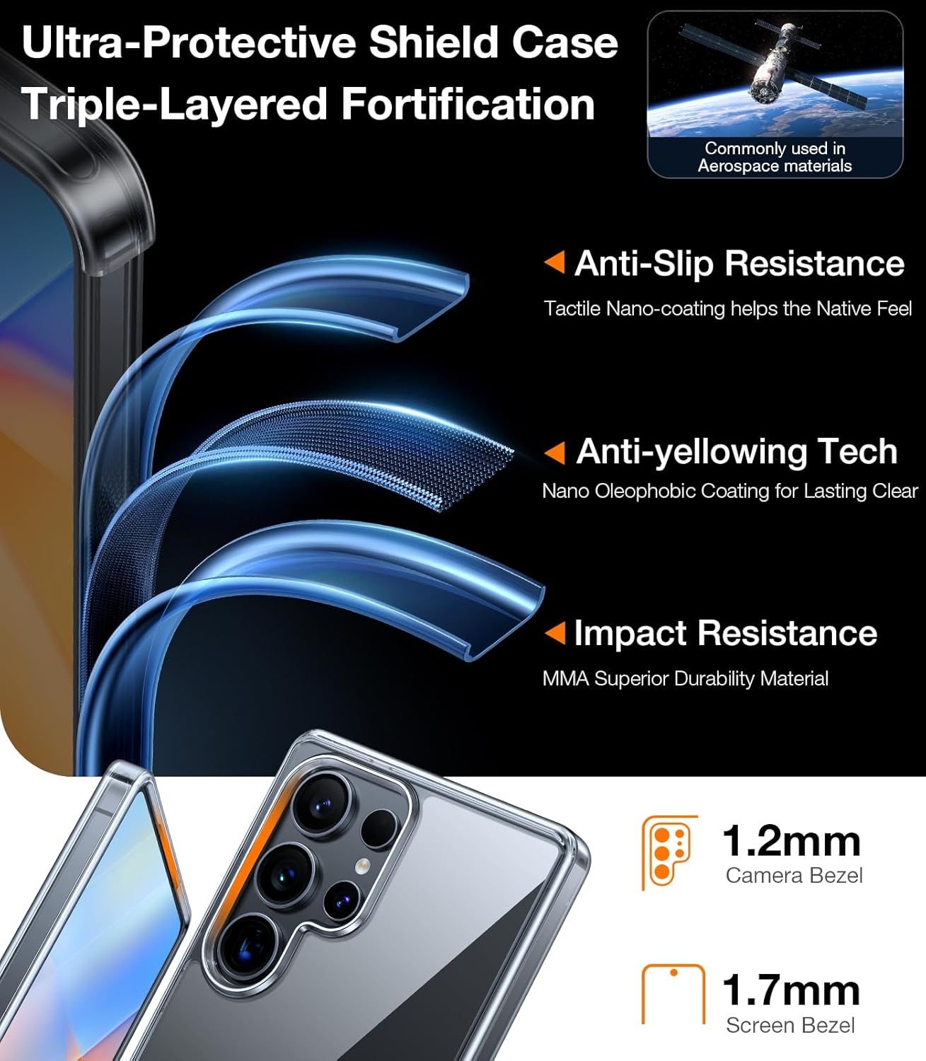 image:imageTORRAS for Samsung Galaxy S26 Ultra Case Clear 2026 Upgraded NonYellowing 12FT MilitaryGrade Protection Transparent Slim Case for Samsung S26 Ultra Case Thin Diamond Clear Hard 69Clear