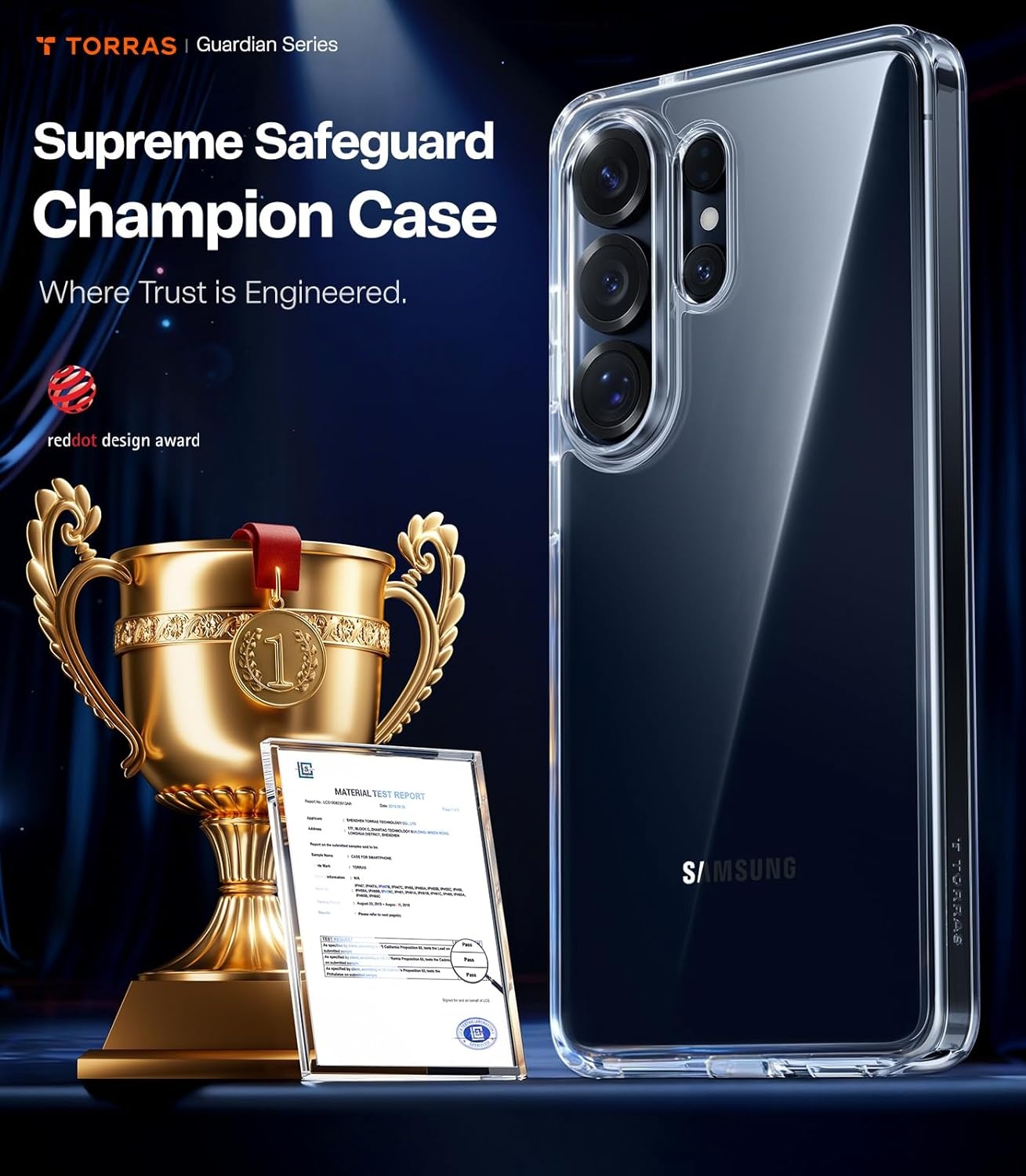 image:imageTORRAS for Samsung Galaxy S26 Ultra Case Clear 2026 Upgraded NonYellowing 12FT MilitaryGrade Protection Transparent Slim Case for Samsung S26 Ultra Case Thin Diamond Clear Hard 69Clear