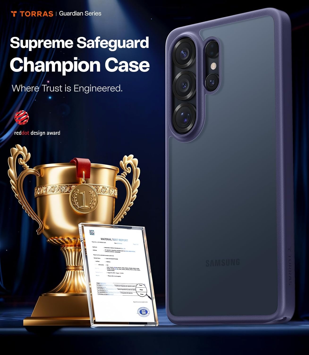 image:imageTORRAS for Samsung Galaxy S26 Ultra Case Clear 2026 Upgraded NonYellowing 12FT MilitaryGrade Protection Transparent Slim Case for Samsung S26 Ultra Case Thin Diamond Clear Hard 69Purple