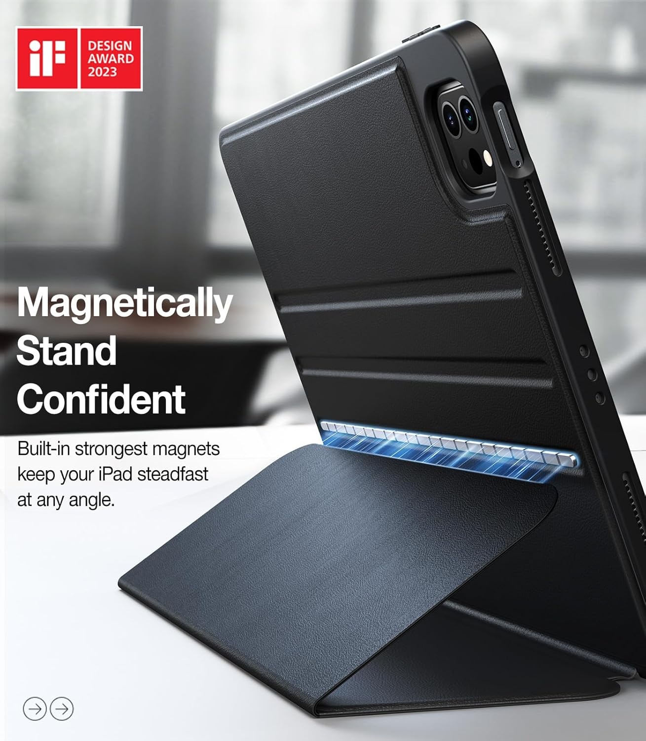 image:imageTORRAS for iPad Air 11 inch Case M2M3M4 iPad Air 6th 5th 4th Generation Case with Pencil Holder Auto SleepWake Protective Leather Stand Cover BlackBlack