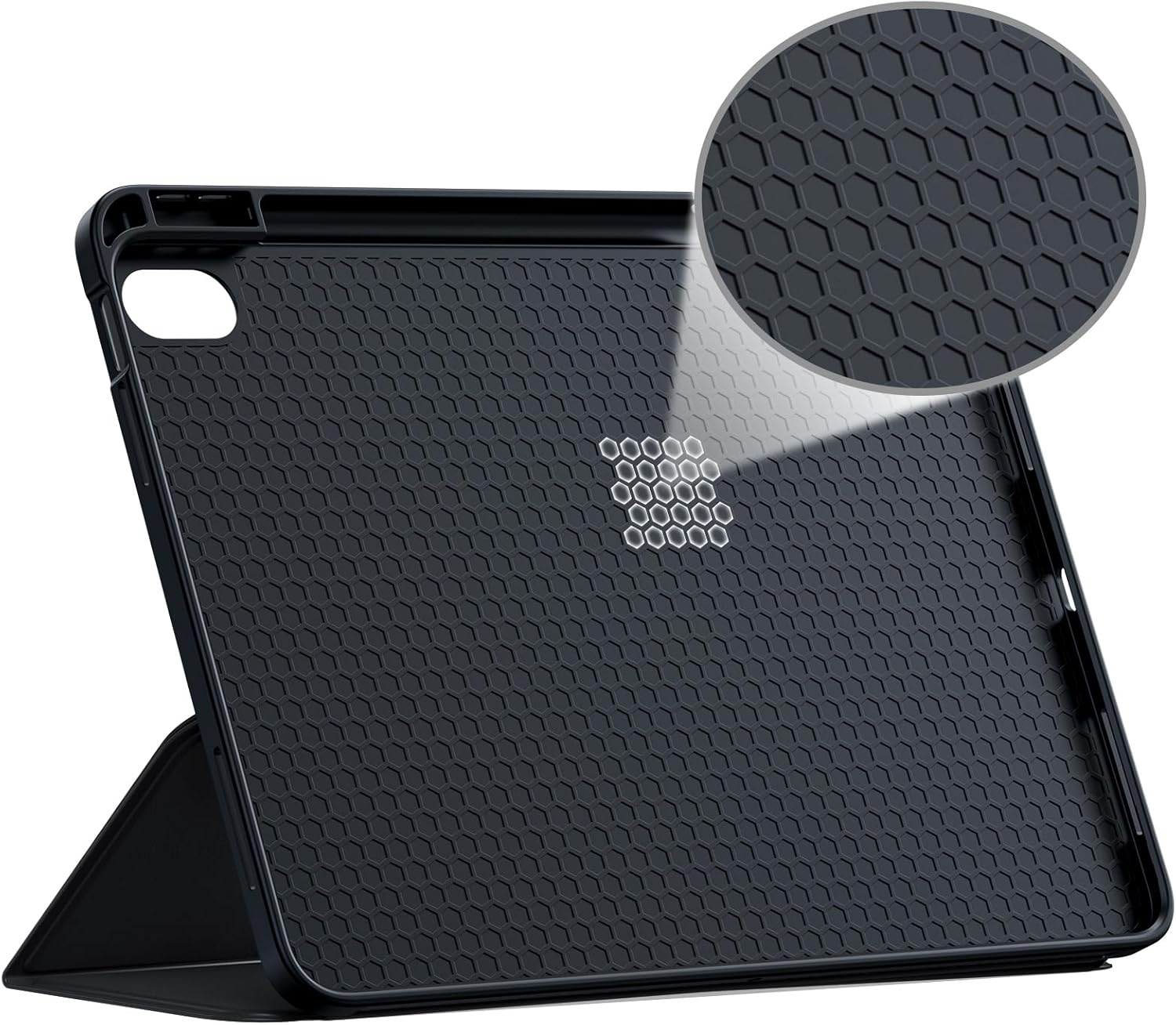 image:imageTORRAS for iPad Air 11 inch Case M2M3M4 iPad Air 6th 5th 4th Generation Case with Pencil Holder Auto SleepWake Protective Leather Stand Cover BlackBlack
