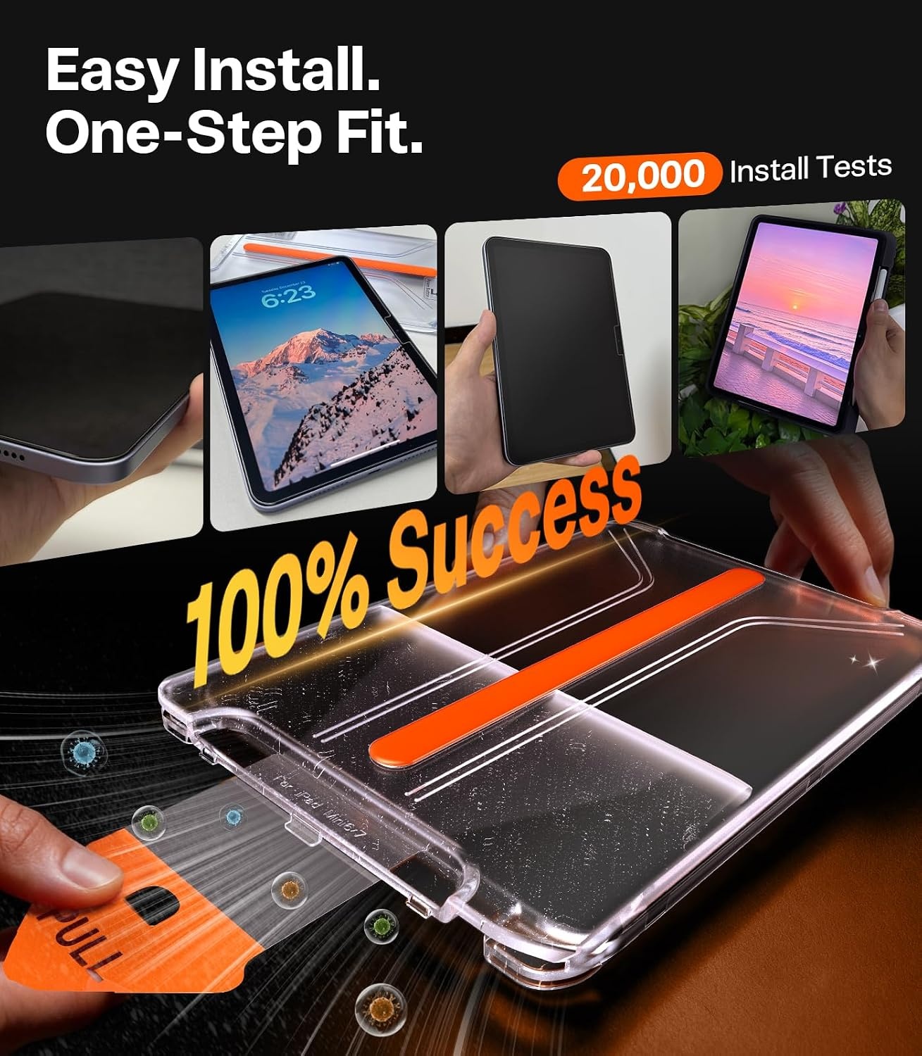 image:imageTORRAS for iPad Pro 11 Inch Screen Protector M5 2025amp M4 2024 Military Grade Shatterproof TOP 9H Tempered Glass OnePull Installation AntiScratch Bubble Free Apple Pencil Compatible HD ClarityiPad Pro 13 M5 M4