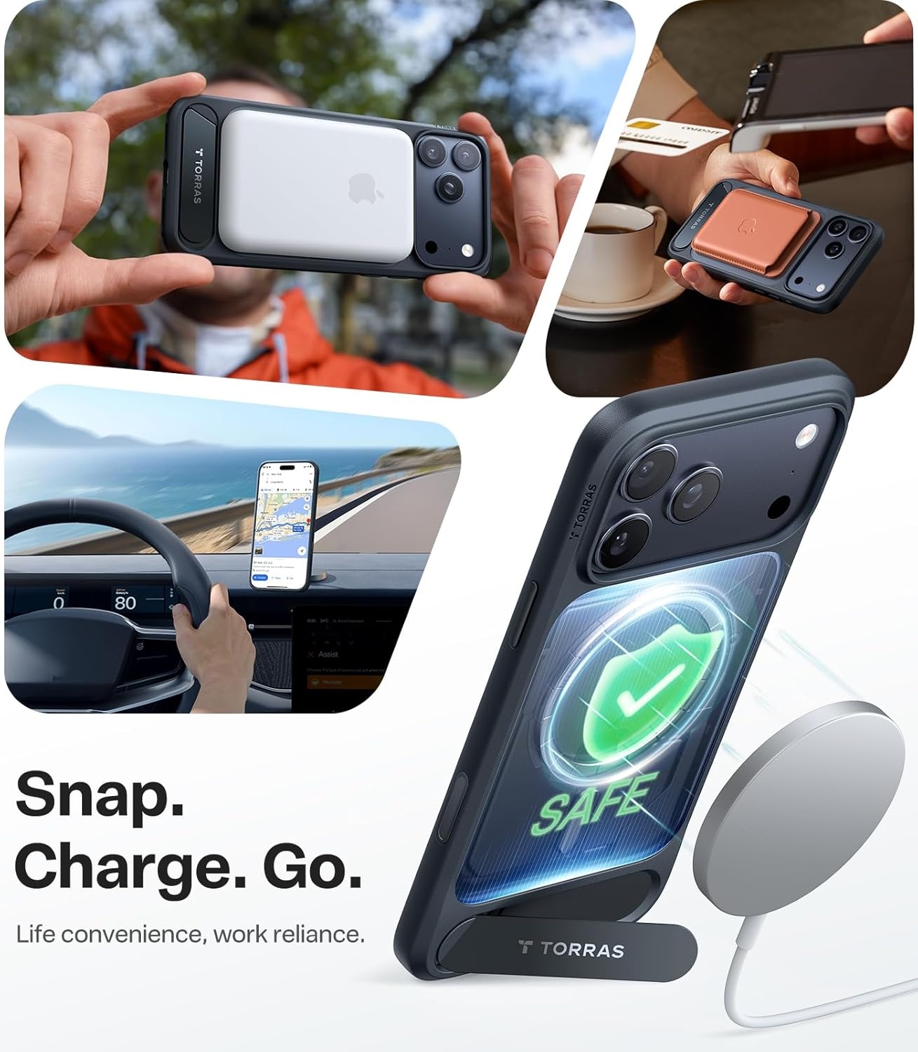 image:imageTORRAS for iPhone 13 Casefor iPhone 14 Case Translucent Black Strong Magnetic amp Seamless Stand Fit for MagSafe MilitaryGrade Drop Protection Sturdy Adjustable Kickstand Slim Matte FinishBlack