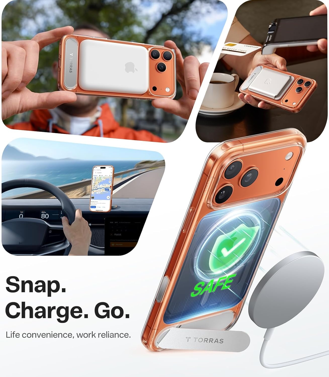 image:imageTORRAS for iPhone 13 Casefor iPhone 14 Case Translucent Black Strong Magnetic amp Seamless Stand Fit for MagSafe MilitaryGrade Drop Protection Sturdy Adjustable Kickstand Slim Matte FinishClear