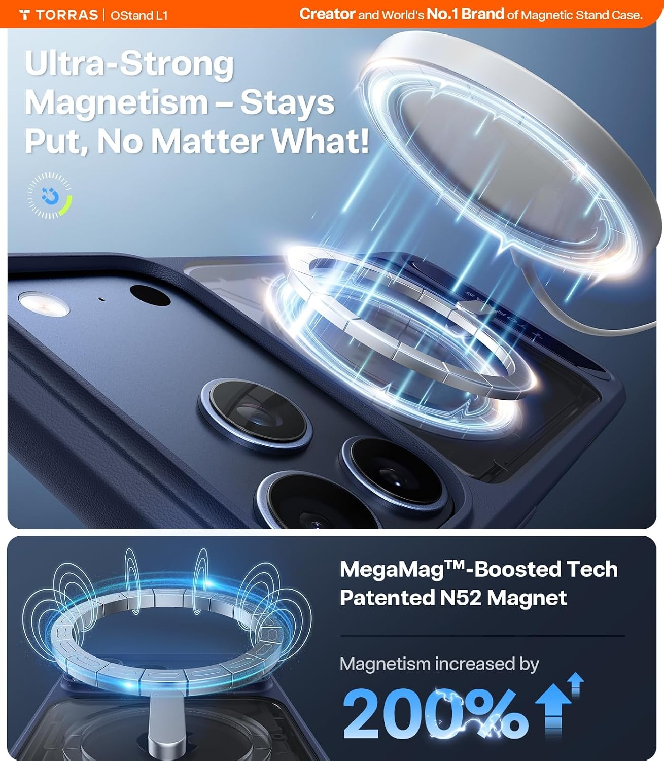 image:imageTORRAS for iPhone 13 Casefor iPhone 14 Case Translucent Black Strong Magnetic amp Seamless Stand Fit for MagSafe MilitaryGrade Drop Protection Sturdy Adjustable Kickstand Slim Matte FinishDeep Blue