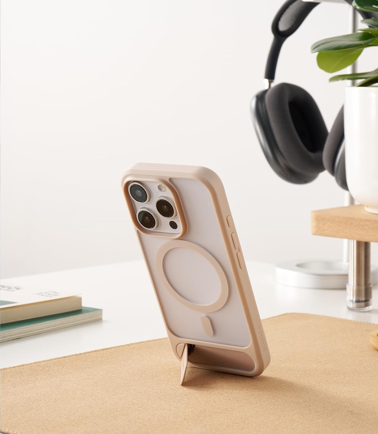 image:imageTORRAS for iPhone 13 Casefor iPhone 14 Case Translucent Black Strong Magnetic amp Seamless Stand Fit for MagSafe MilitaryGrade Drop Protection Sturdy Adjustable Kickstand Slim Matte FinishDesert Titanium Gold