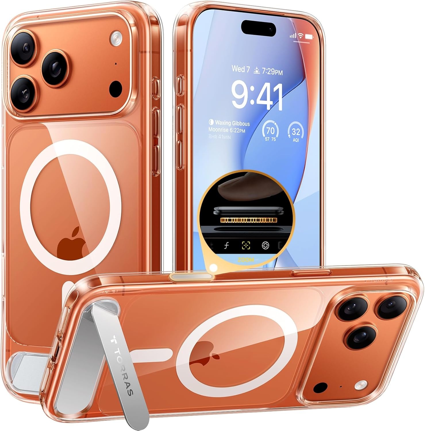 image:imageTORRAS for iPhone 13 Casefor iPhone 14 Case Translucent Black Strong Magnetic amp Seamless Stand Fit for MagSafe MilitaryGrade Drop Protection Sturdy Adjustable Kickstand Slim Matte FinishClear