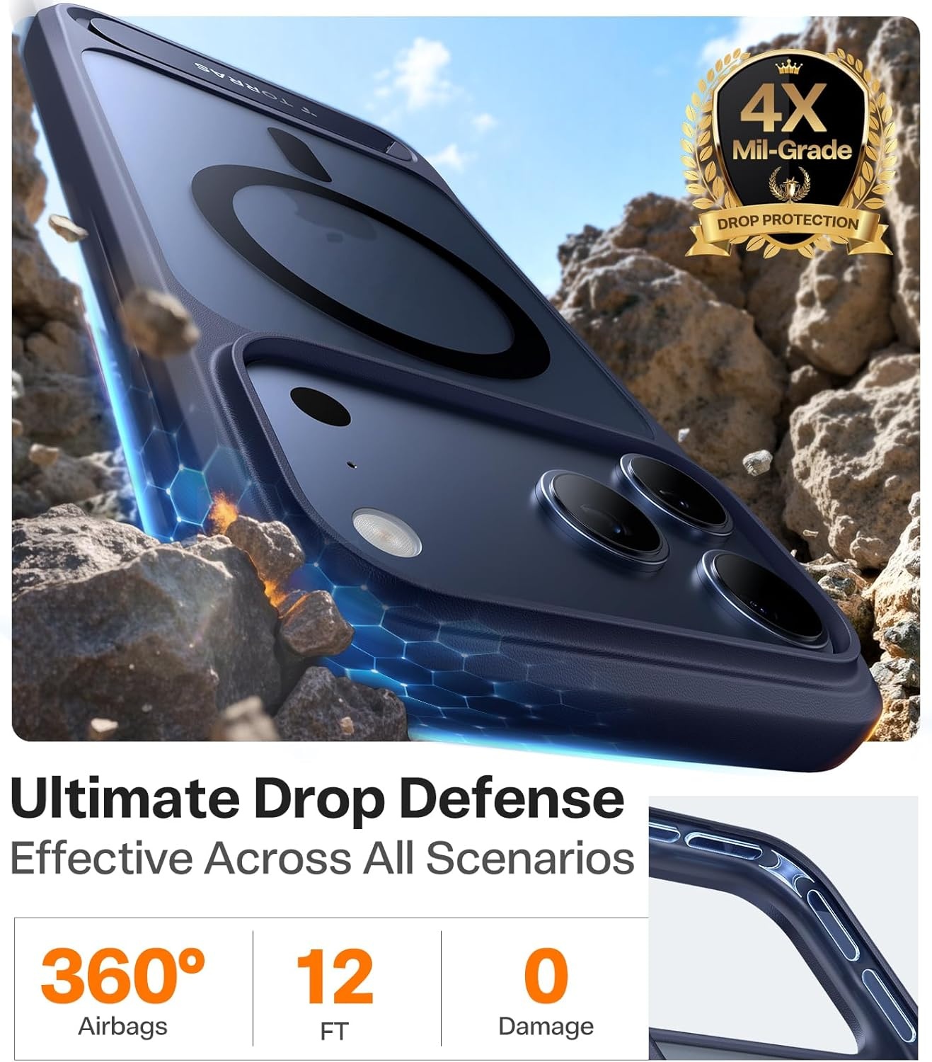image:imageTORRAS for iPhone 13 Casefor iPhone 14 Case Translucent Black Strong Magnetic amp Seamless Stand Fit for MagSafe MilitaryGrade Drop Protection Sturdy Adjustable Kickstand Slim Matte FinishDeep Blue