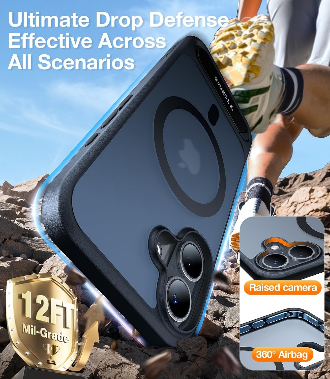 image:imageTORRAS for iPhone 13 Casefor iPhone 14 Case Translucent Black Strong Magnetic amp Seamless Stand Fit for MagSafe MilitaryGrade Drop Protection Sturdy Adjustable Kickstand Slim Matte FinishBlack
