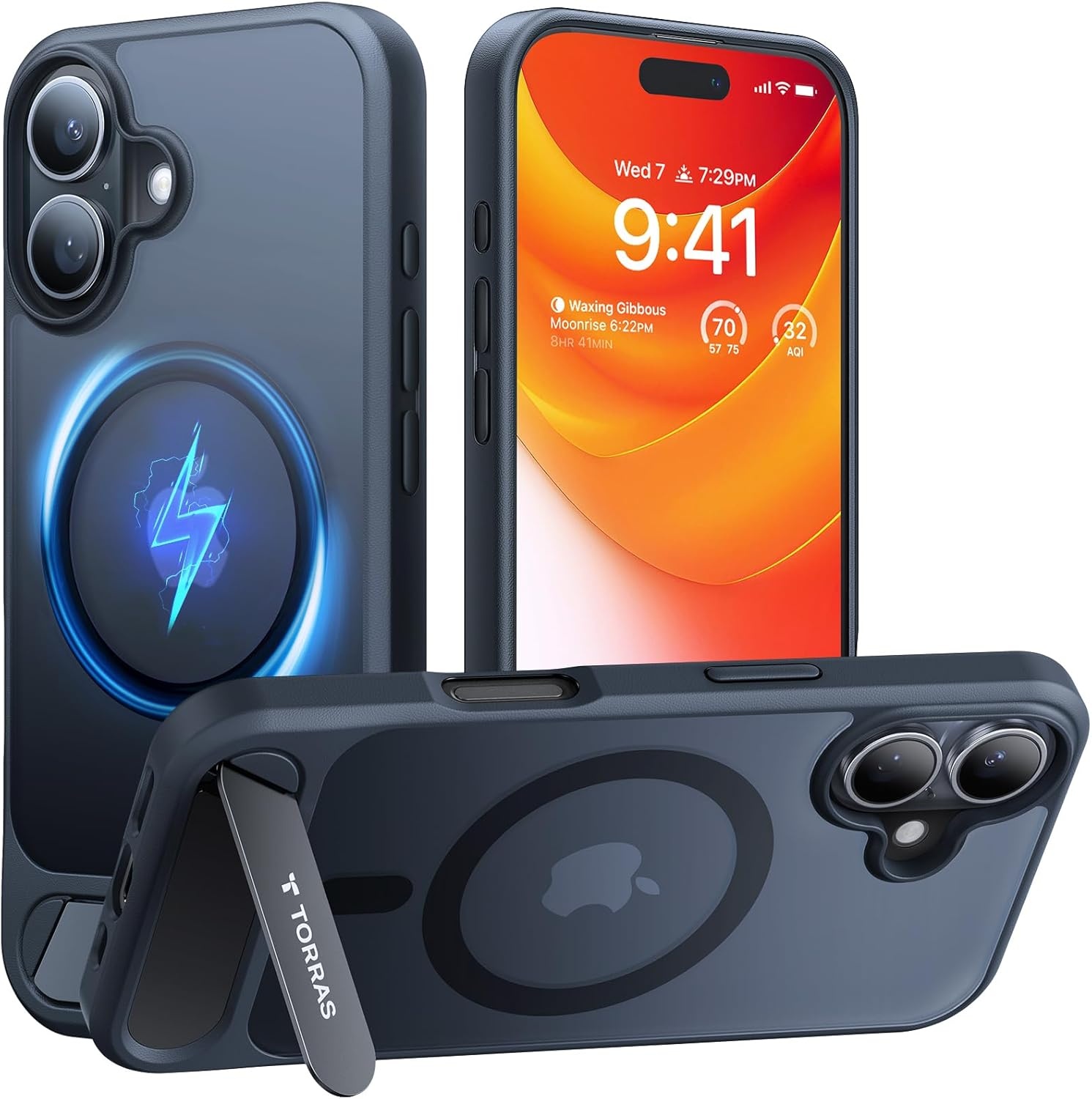 image:imageTORRAS for iPhone 13 Casefor iPhone 14 Case Translucent Black Strong Magnetic amp Seamless Stand Fit for MagSafe MilitaryGrade Drop Protection Sturdy Adjustable Kickstand Slim Matte FinishBlack