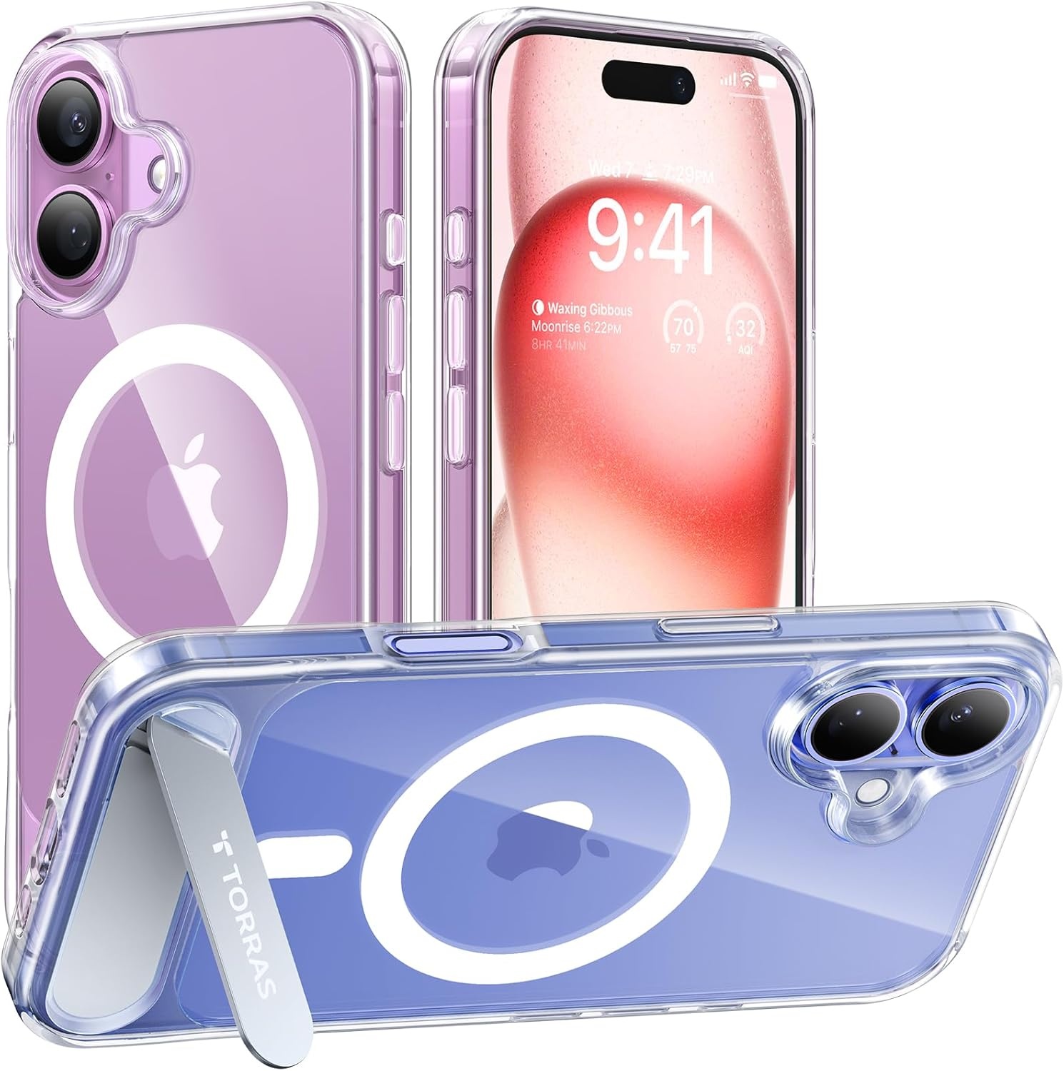 image:imageTORRAS for iPhone 13 Casefor iPhone 14 Case Translucent Black Strong Magnetic amp Seamless Stand Fit for MagSafe MilitaryGrade Drop Protection Sturdy Adjustable Kickstand Slim Matte FinishClear