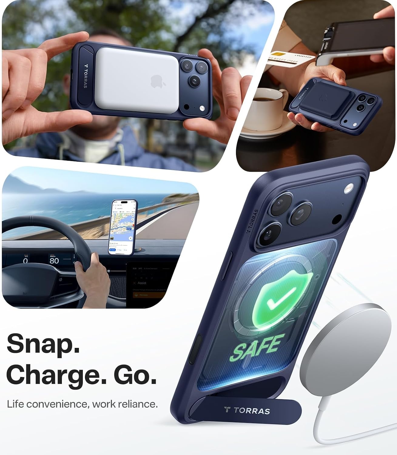 image:imageTORRAS for iPhone 13 Casefor iPhone 14 Case Translucent Black Strong Magnetic amp Seamless Stand Fit for MagSafe MilitaryGrade Drop Protection Sturdy Adjustable Kickstand Slim Matte FinishDeep Blue