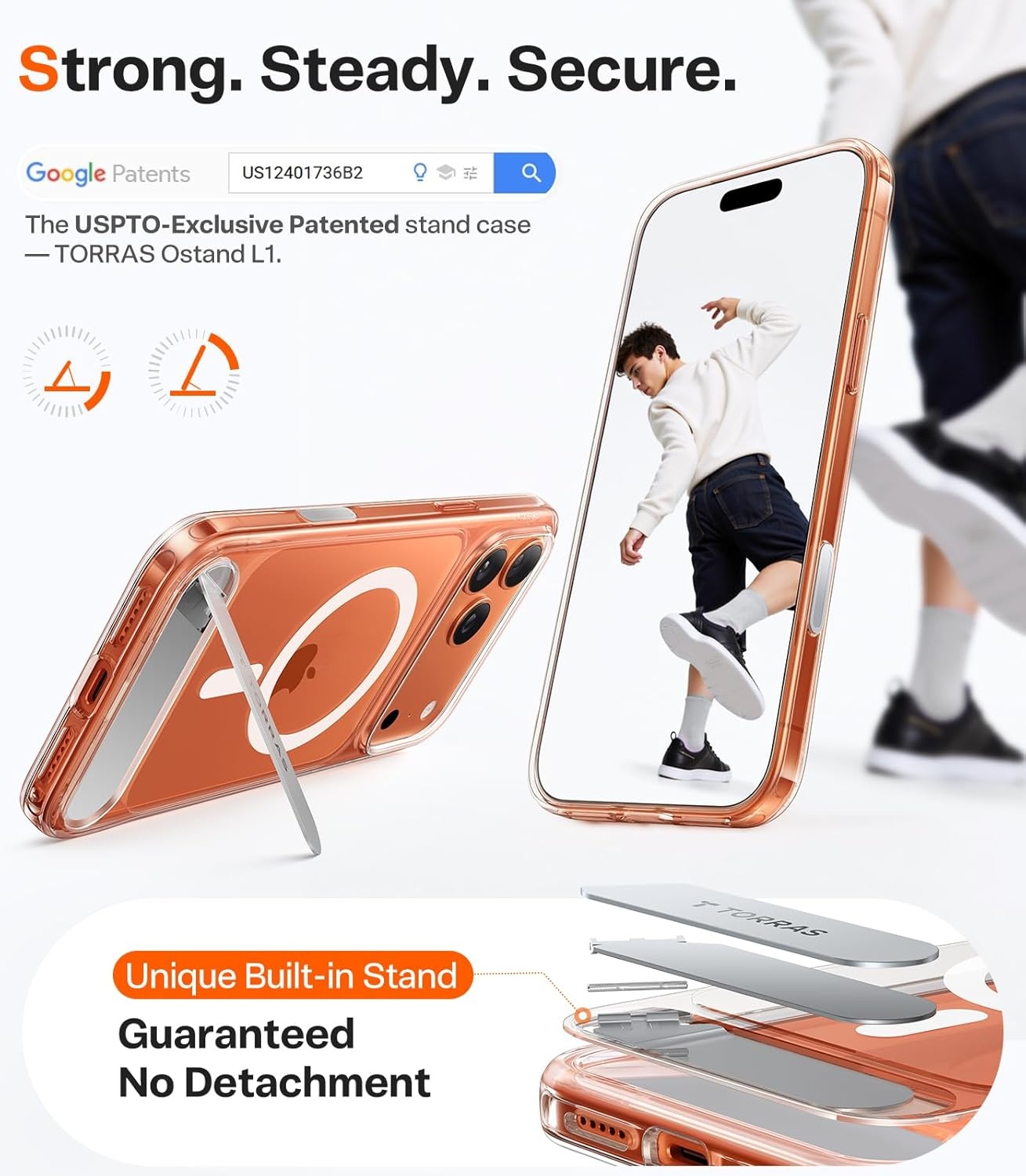 image:imageTORRAS for iPhone 13 Casefor iPhone 14 Case Translucent Black Strong Magnetic amp Seamless Stand Fit for MagSafe MilitaryGrade Drop Protection Sturdy Adjustable Kickstand Slim Matte FinishClear