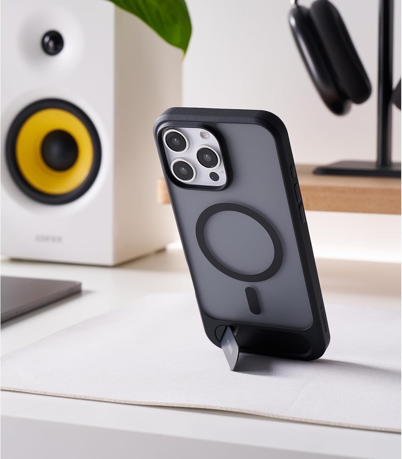 image:imageTORRAS for iPhone 13 Casefor iPhone 14 Case Translucent Black Strong Magnetic amp Seamless Stand Fit for MagSafe MilitaryGrade Drop Protection Sturdy Adjustable Kickstand Slim Matte FinishBlack
