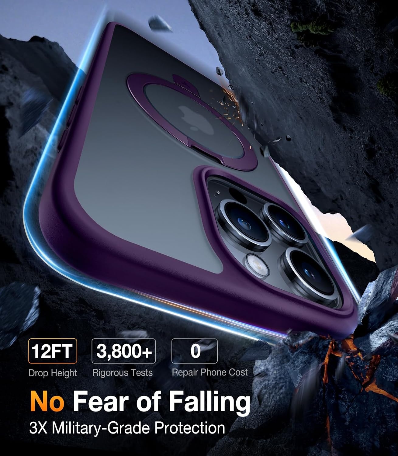 image:imageTORRAS for iPhone 16 Pro Max Case Clear with Stand Fit for MagSafeShockproof Military Grade Protection Slim Magnetic Phone Case for iPhone 16 Pro Max 69 2024 ClearPurple