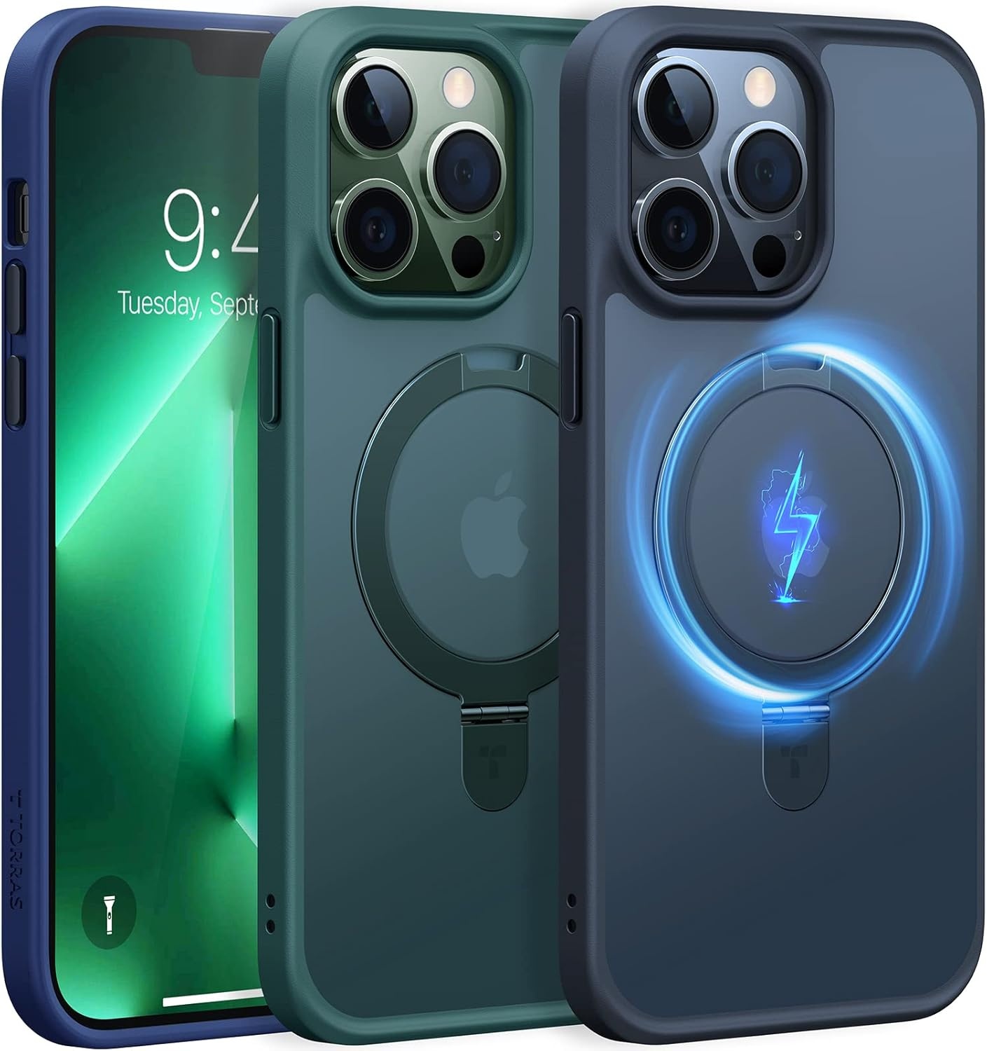 image:imageTORRAS for iPhone 16 Pro Max Case Clear with Stand Fit for MagSafeShockproof Military Grade Protection Slim Magnetic Phone Case for iPhone 16 Pro Max 69 2024 ClearBlack