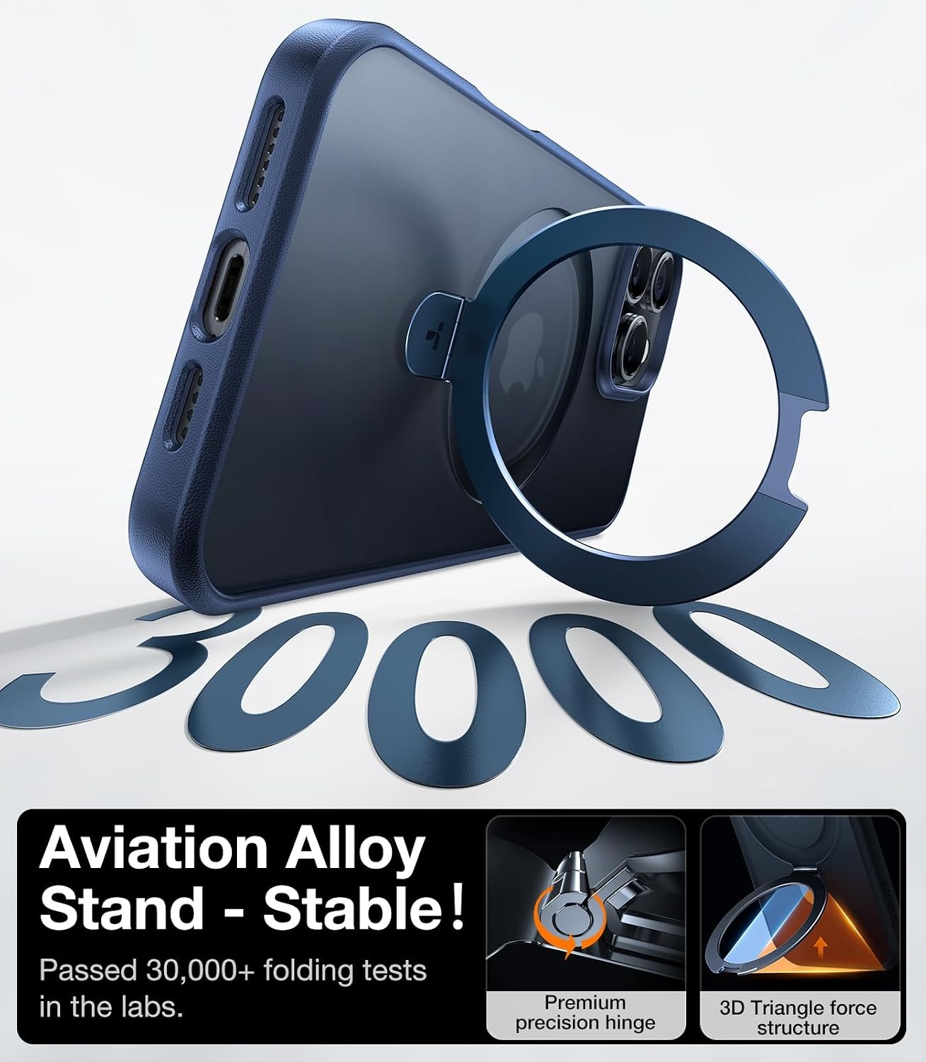 image:imageTORRAS for iPhone 16 Pro Max Case Clear with Stand Fit for MagSafeShockproof Military Grade Protection Slim Magnetic Phone Case for iPhone 16 Pro Max 69 2024 ClearNavy Blue