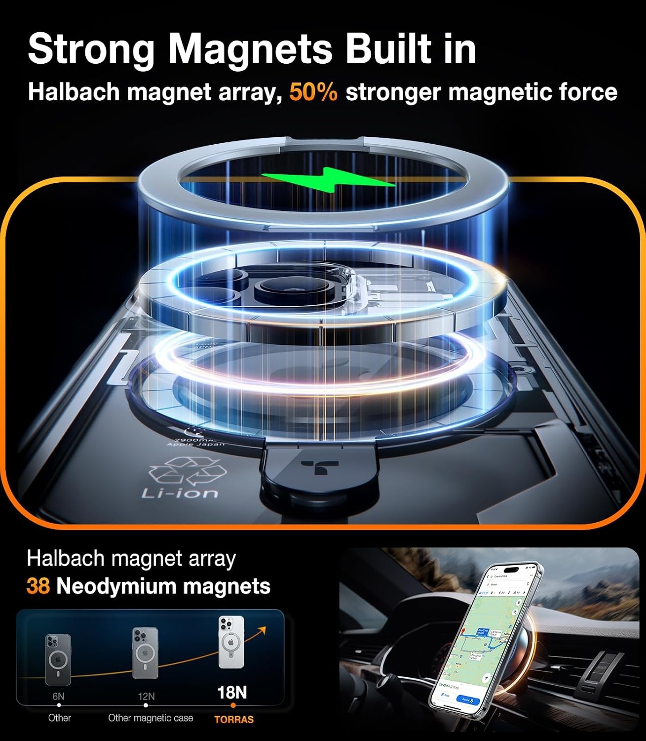 image:imageTORRAS for iPhone 16 Pro Max Case Clear with Stand Fit for MagSafeShockproof Military Grade Protection Slim Magnetic Phone Case for iPhone 16 Pro Max 69 2024 ClearCrystal Clear