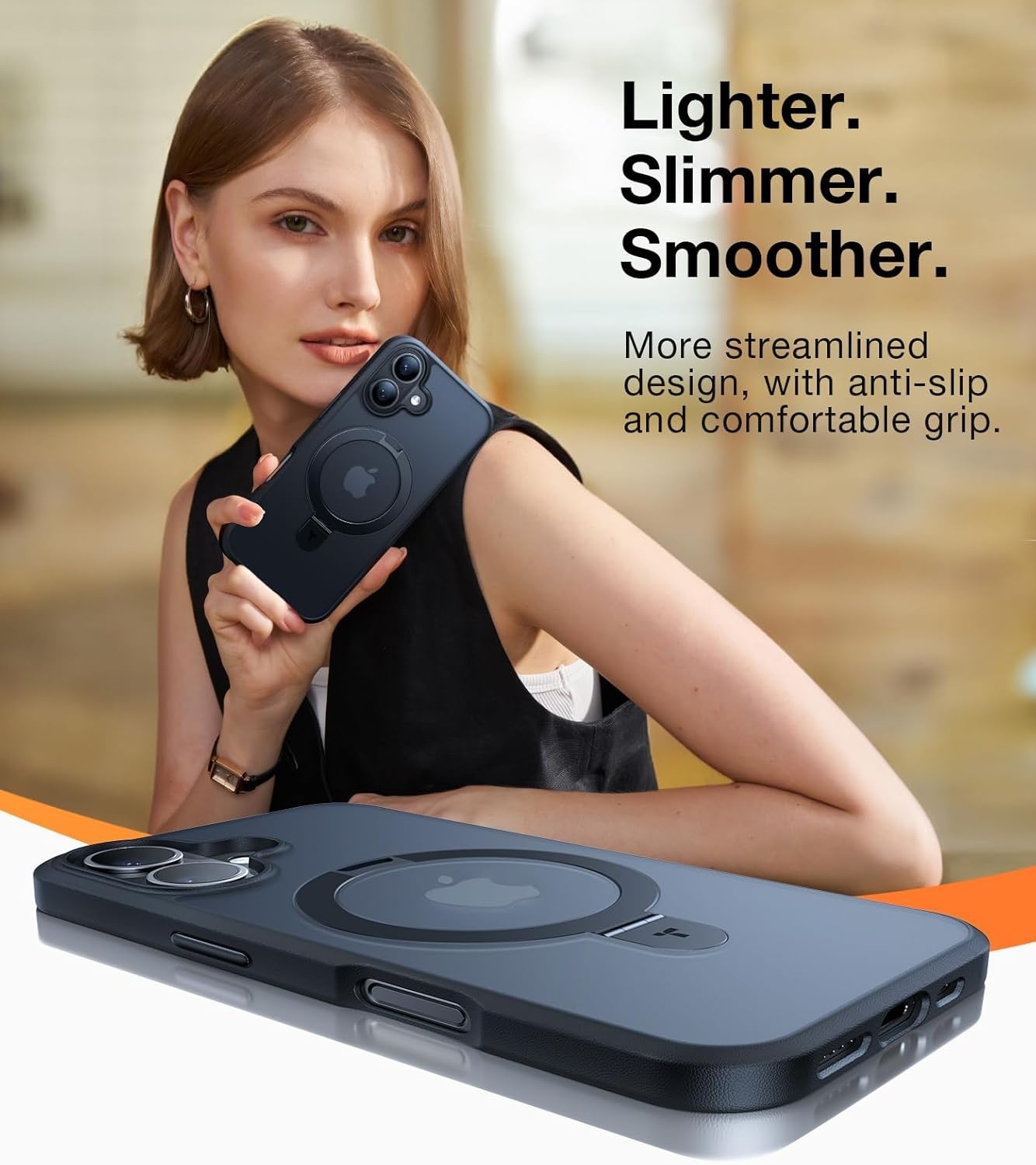 image:imageTORRAS for iPhone 16 Pro Max Case Clear with Stand Fit for MagSafeShockproof Military Grade Protection Slim Magnetic Phone Case for iPhone 16 Pro Max 69 2024 ClearBlack