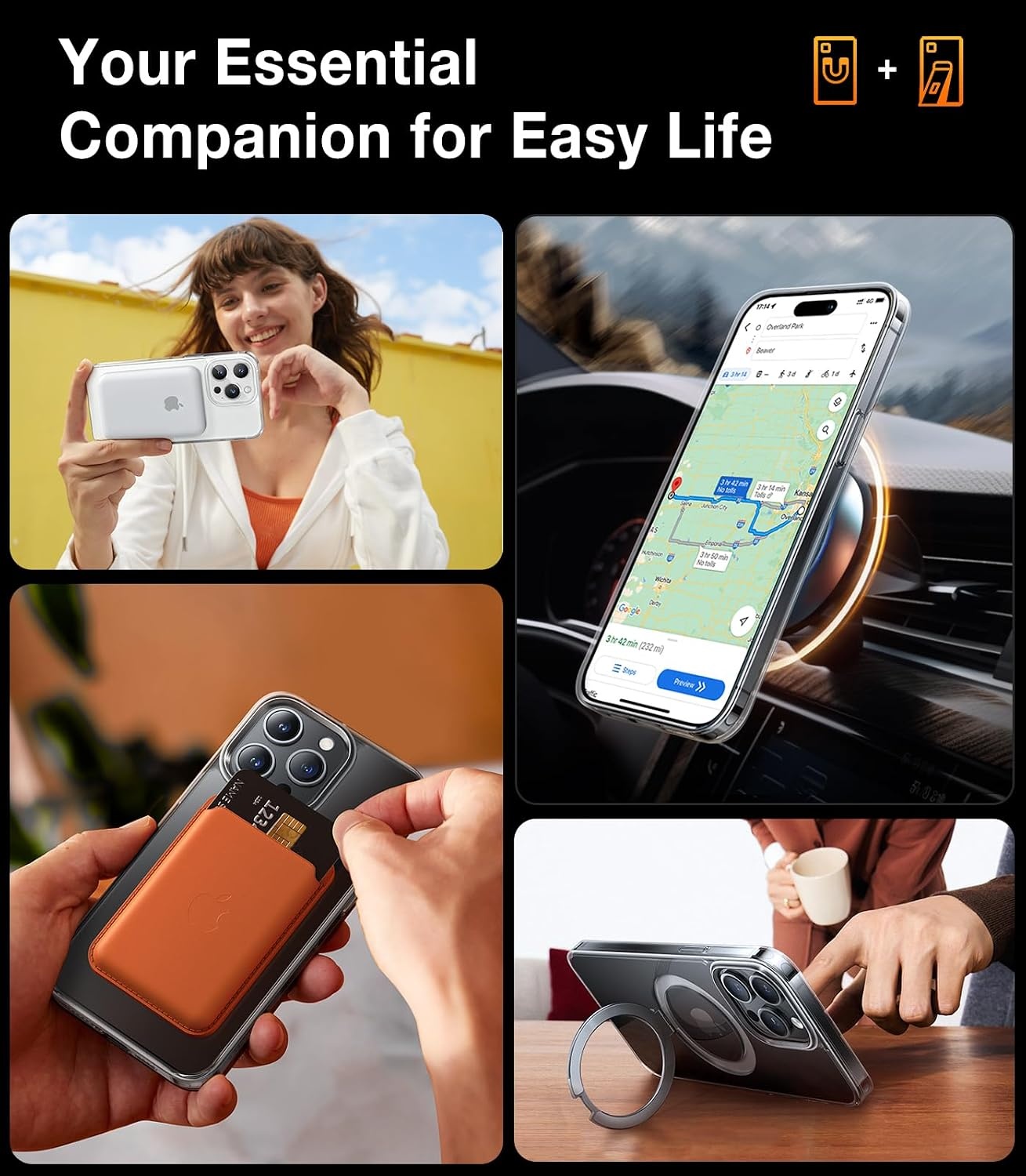 image:imageTORRAS for iPhone 16 Pro Max Case Clear with Stand Fit for MagSafeShockproof Military Grade Protection Slim Magnetic Phone Case for iPhone 16 Pro Max 69 2024 ClearCrystal Clear
