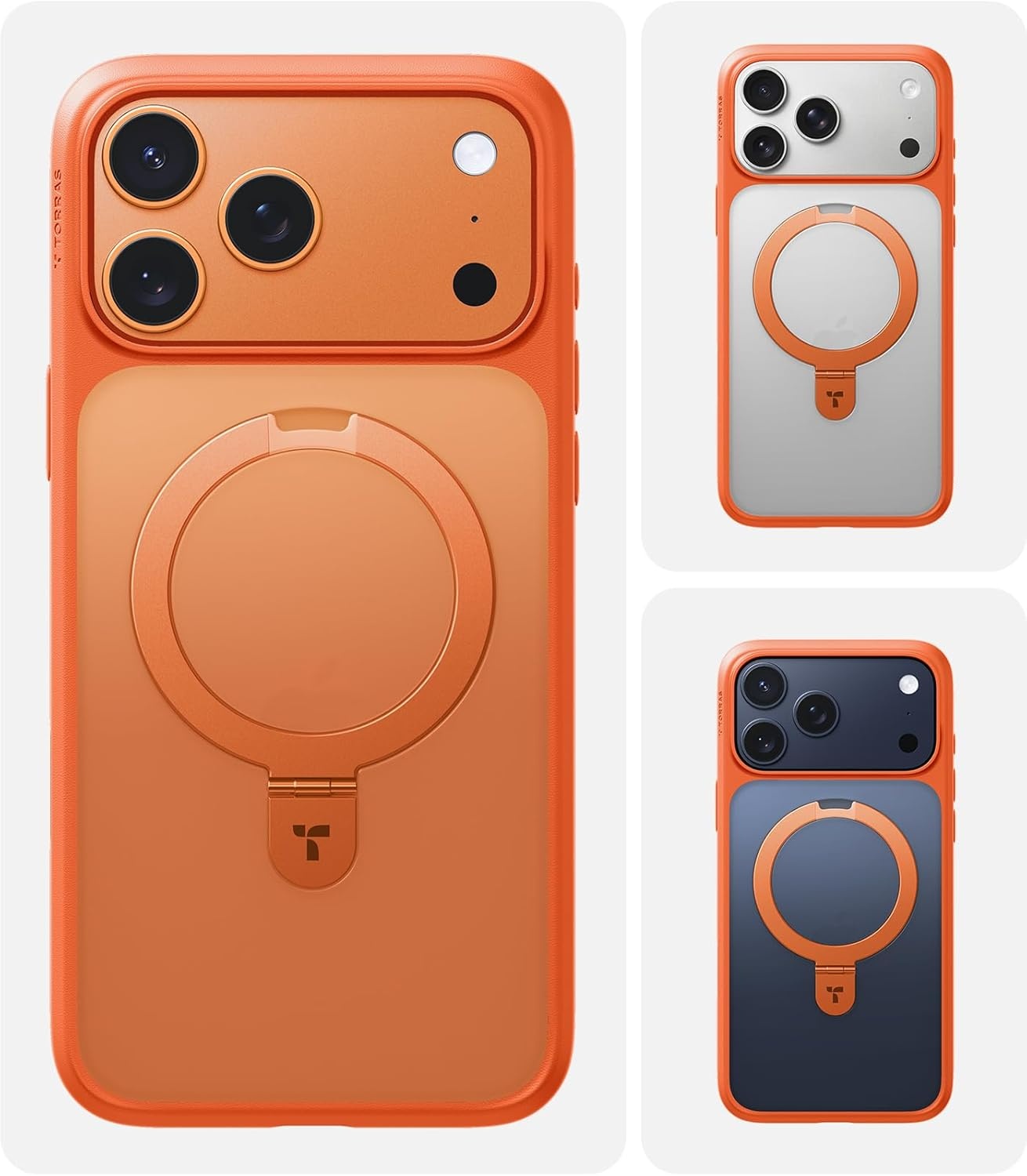 image:imageTORRAS for iPhone 16 Pro Max Case Clear with Stand Fit for MagSafeShockproof Military Grade Protection Slim Magnetic Phone Case for iPhone 16 Pro Max 69 2024 ClearCosmic Orange