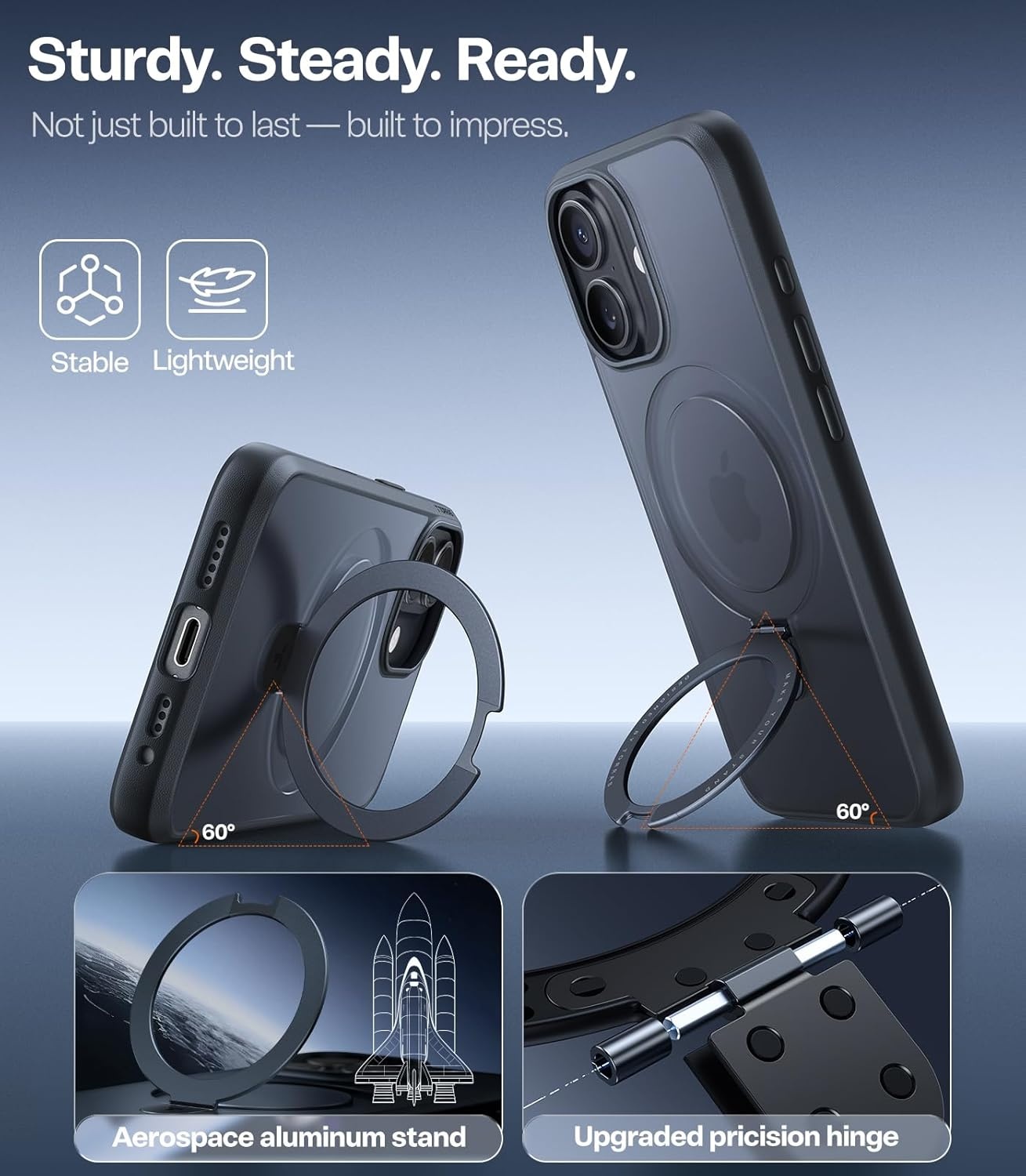 image:imageTORRAS for iPhone 16 Pro Max Case Clear with Stand Fit for MagSafeShockproof Military Grade Protection Slim Magnetic Phone Case for iPhone 16 Pro Max 69 2024 ClearBlack