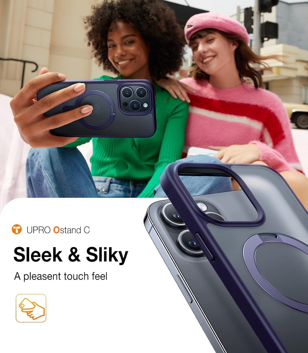 image:imageTORRAS for iPhone 16 Pro Max Case Clear with Stand Fit for MagSafeShockproof Military Grade Protection Slim Magnetic Phone Case for iPhone 16 Pro Max 69 2024 ClearPurple