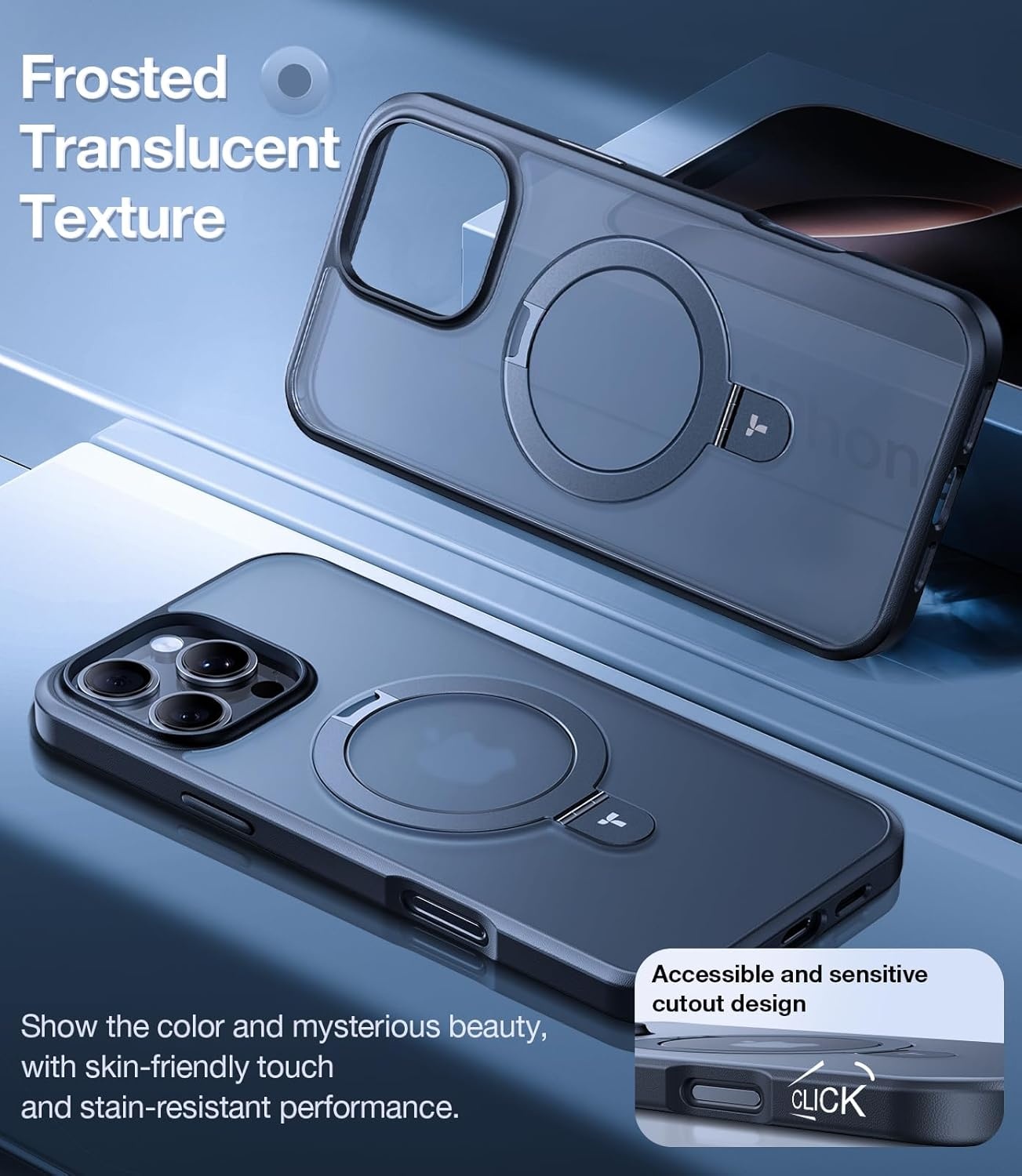 image:imageTORRAS for iPhone 16 Pro Max Case Clear with Stand Fit for MagSafeShockproof Military Grade Protection Slim Magnetic Phone Case for iPhone 16 Pro Max 69 2024 ClearBlack
